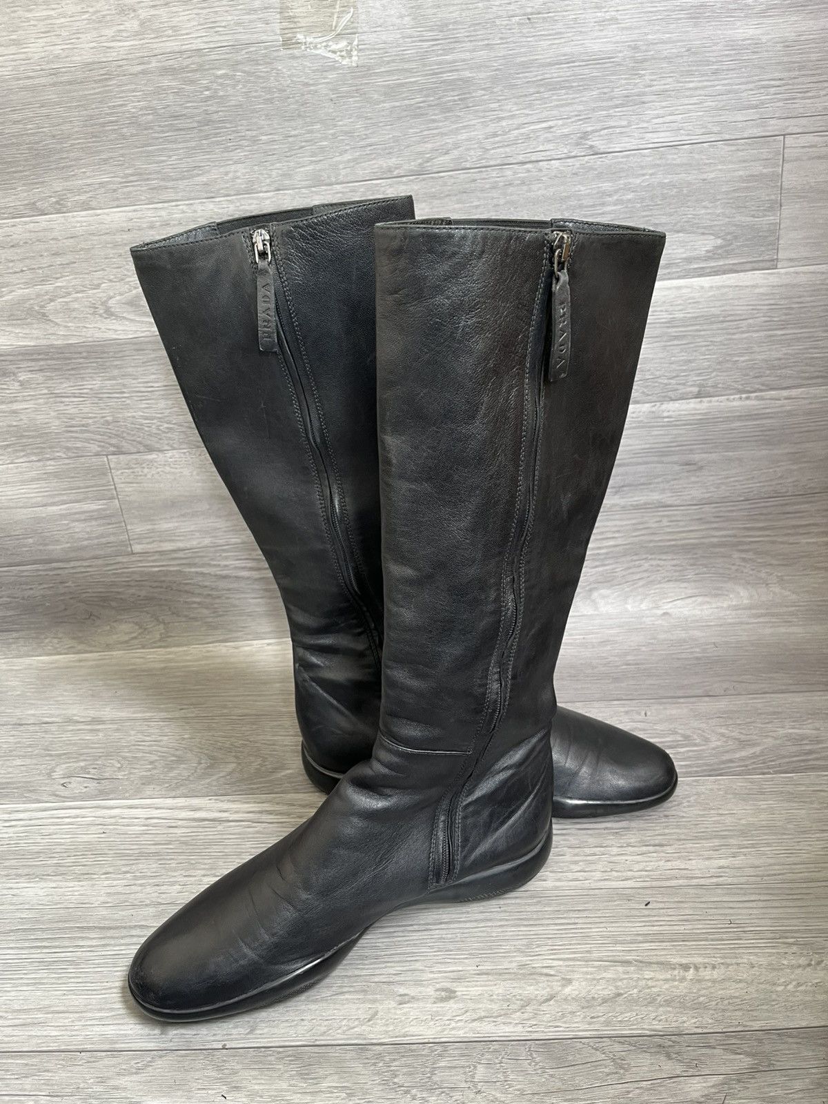 Prada Prada sport knee high biker leather boots y2k Size US 8.5 / IT 38.5 - 7 Thumbnail