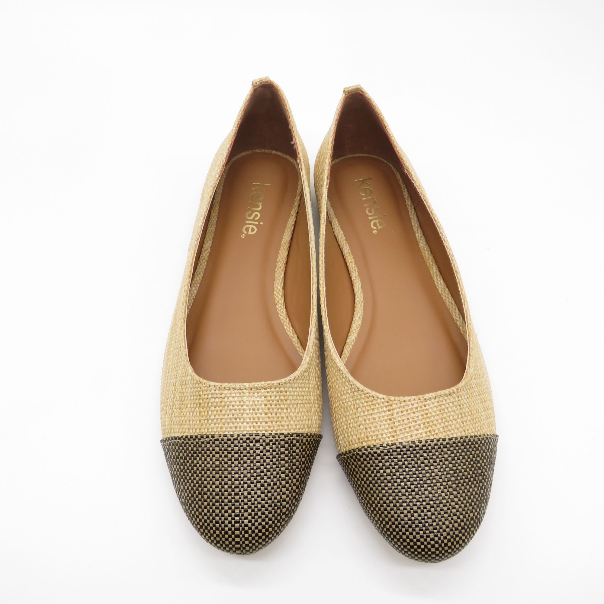 Other Kensie Women's Woven Flats Beige Brown Cap Toe Slip-On Casua Size US 6.5 / IT 36.5 - 1 Thumbnail