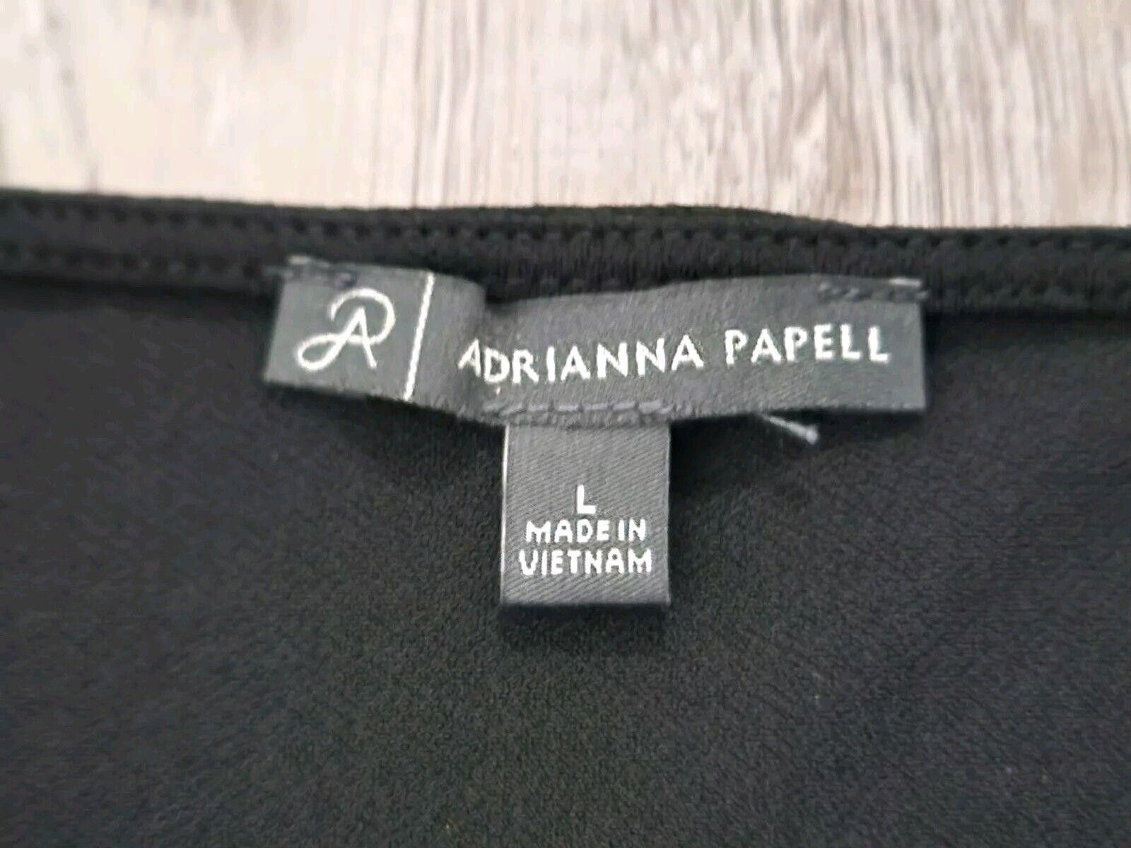 Designer Adrianna Papell Top Large Black 3/4 Sleeves Cut Out Stretch Size L / US 10 / IT 46 - 4 Thumbnail