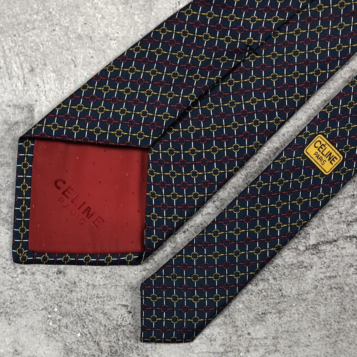 Celine Vintage Celine Paris Silk Tie Chain Link Macadam Pattern Size ONE SIZE - 5 Thumbnail