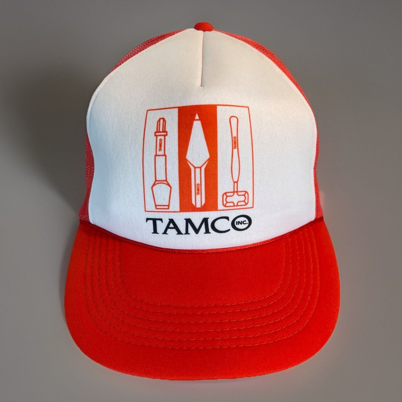 Vintage Tamco INC Hat Mens One Size Orange Snapback Trucker Cap Mesh Size ONE SIZE - 1 Thumbnail