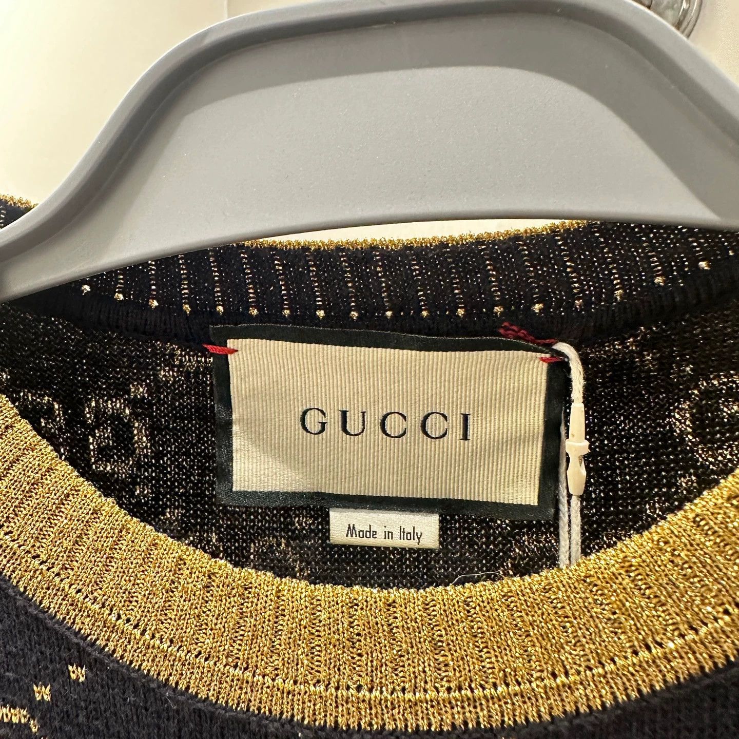 Gucci Gucci May257 Gold Thread Logo Short Sleeve Knit XS Size XS / US 0-2 / IT 36-38 - 3 Thumbnail