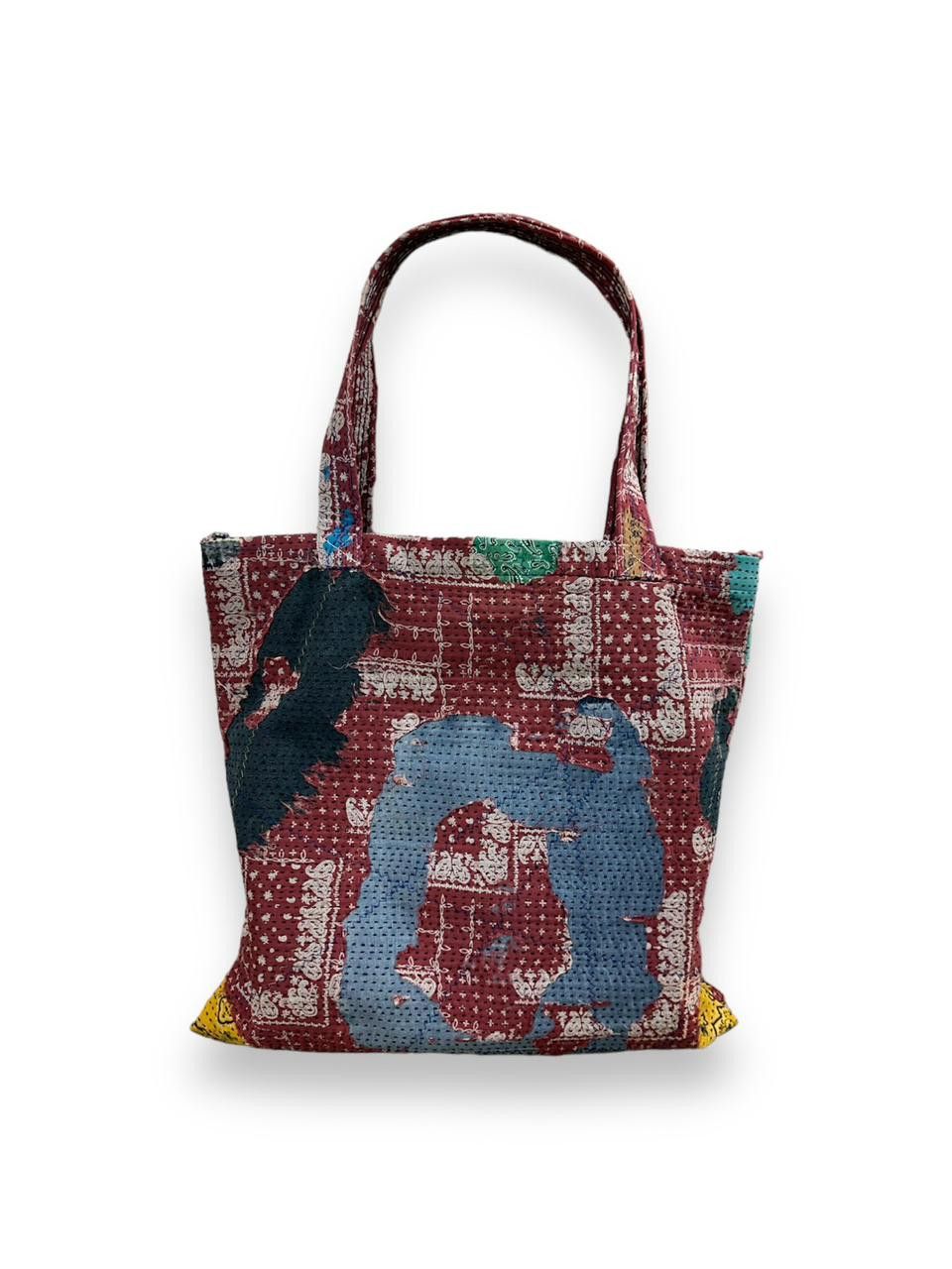 Handmade Custom Made Distressed Denim Paisley Patchwork Boro Totebag Size ONE SIZE - 2 Thumbnail