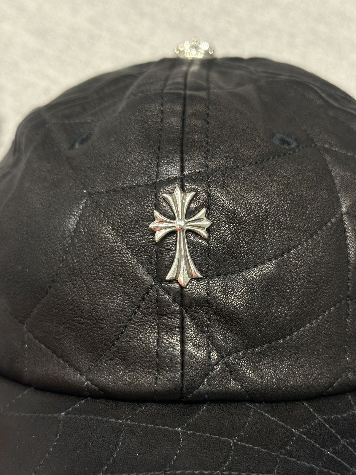 Chrome Hearts 🔥Chrome Hearts Black Silver Cross Leather Hat🔥 Size ONE SIZE - 6 Thumbnail