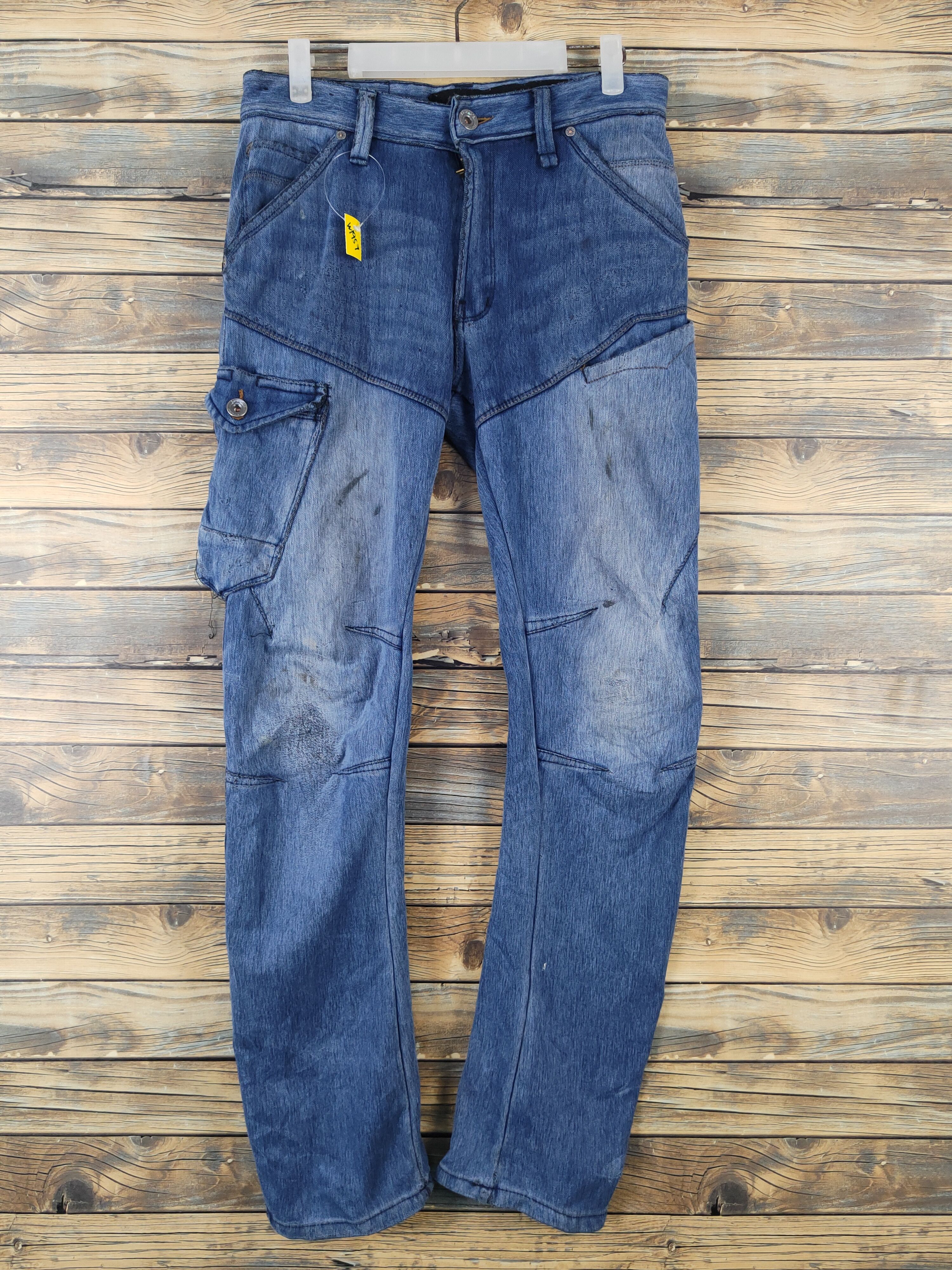 Japanese Brand FieldCore Dark Blue Distressed Ripped Jeans #W1957 Size US 31 - 1 Thumbnail