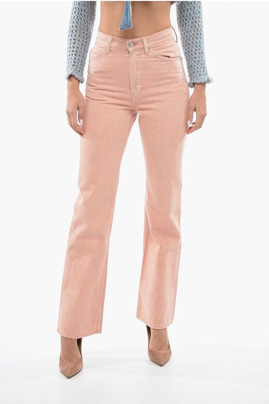 image of Acne Studios High Waisted Regular Fit 5 Pockets Denim Pants in Pink, Women's (Size 25)
