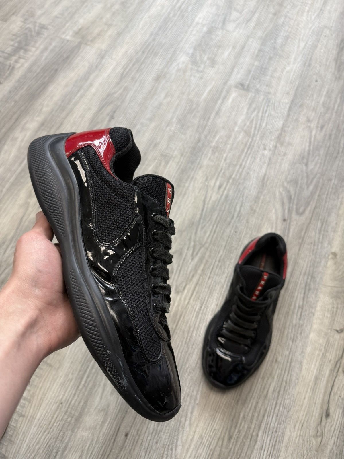Prada Prada Cup Sneakers - Black / Red Size US 10.5 / EU 43-44 - 1 Thumbnail