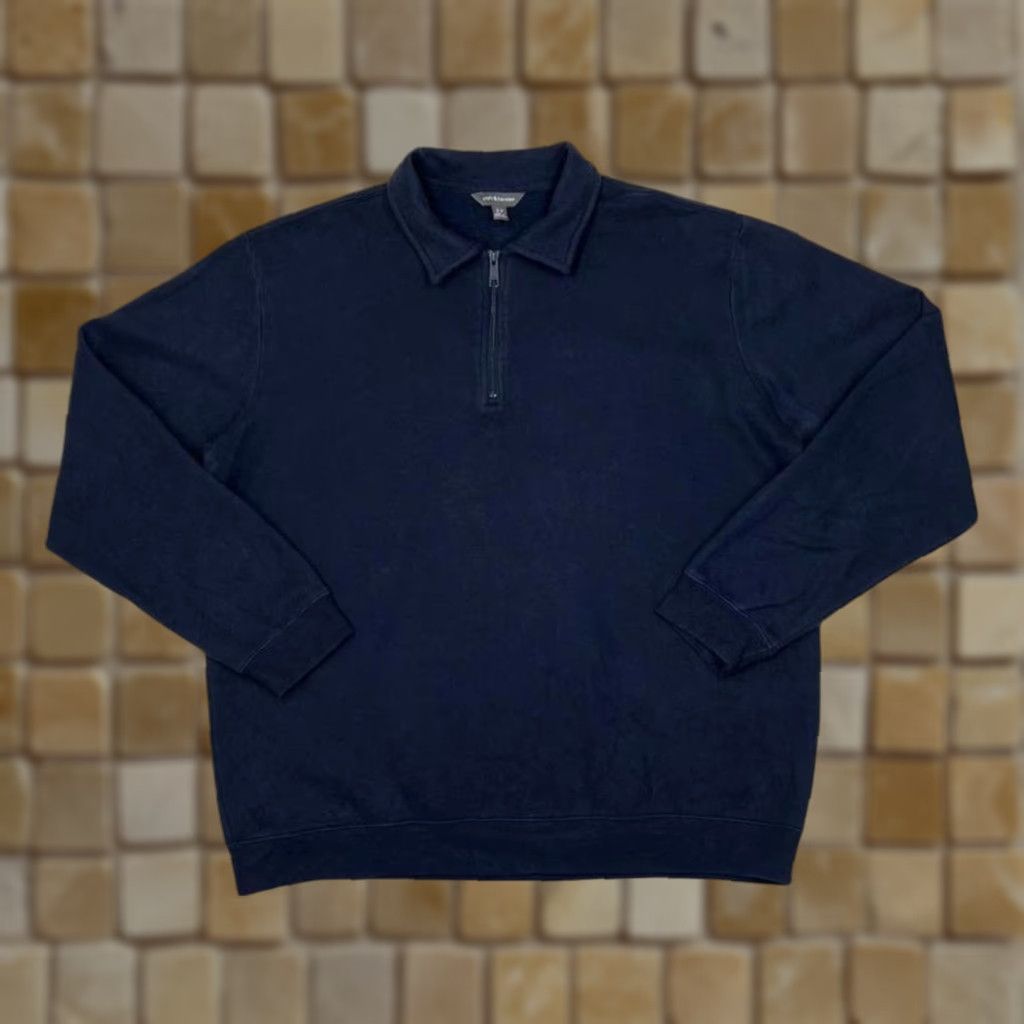 Croft & Barrow Croft & Barrow Basic Navy Blue 1/4 Zip Pullover Collared Sweatshirt XL Tall Mens Shirt Size US XL / EU 56 / 4 - 1 Thumbnail