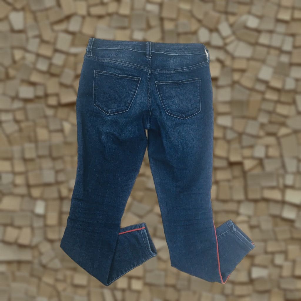 Vintage Universal Thread Jeans Women's 0 25R Black Red Stripe Midrise Flat Front Size 25" / US 0 / IT 36 - 1 Thumbnail