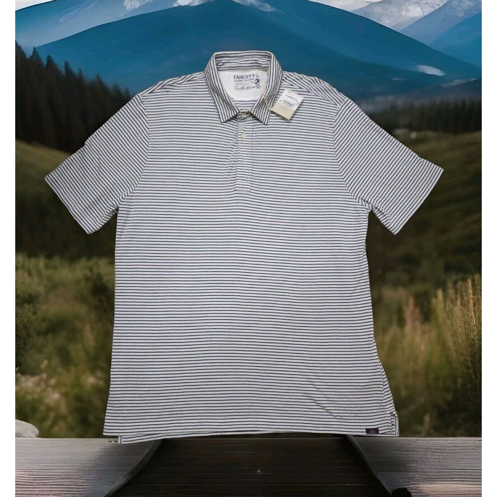 Faherty Faherty Cloud Cotton Short Sleeve Collared polo Striped Size US XL / EU 56 / 4 - 5 Thumbnail