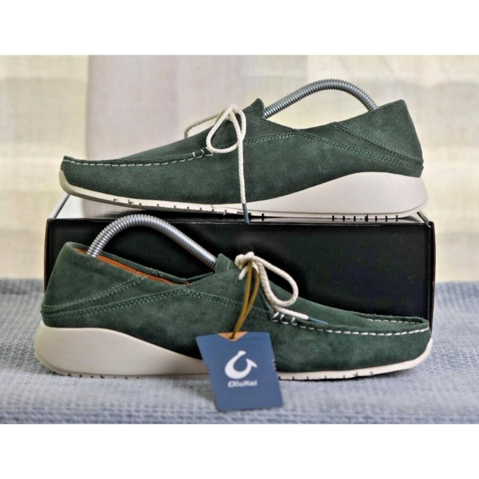 Olukai Olukai Ka'a Driver Moccasin | Italian Suede| Color: Green Size US 10 / EU 43 - 1 Thumbnail