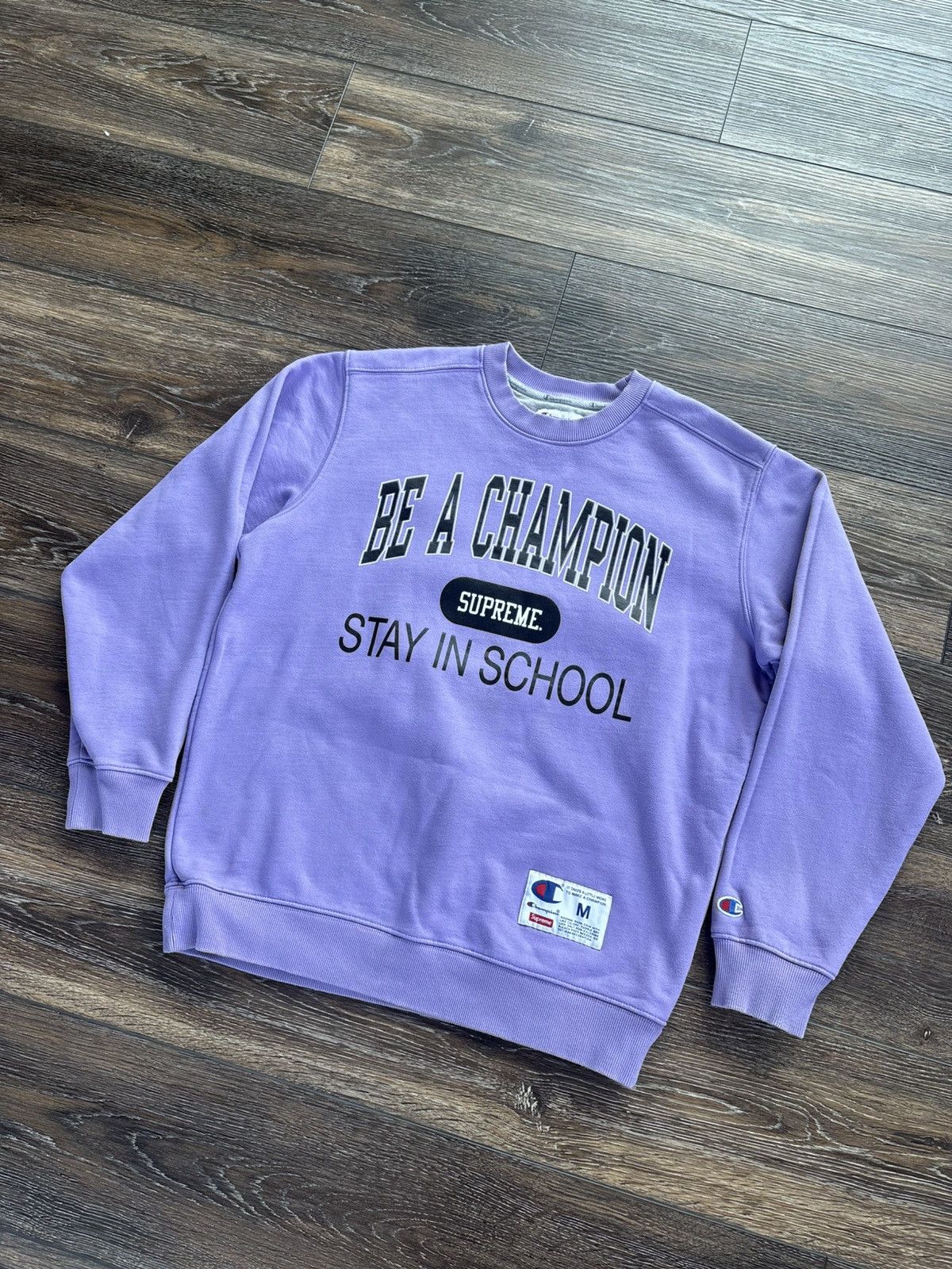 Champion Supreme Stay In School Crewneck | Grailed