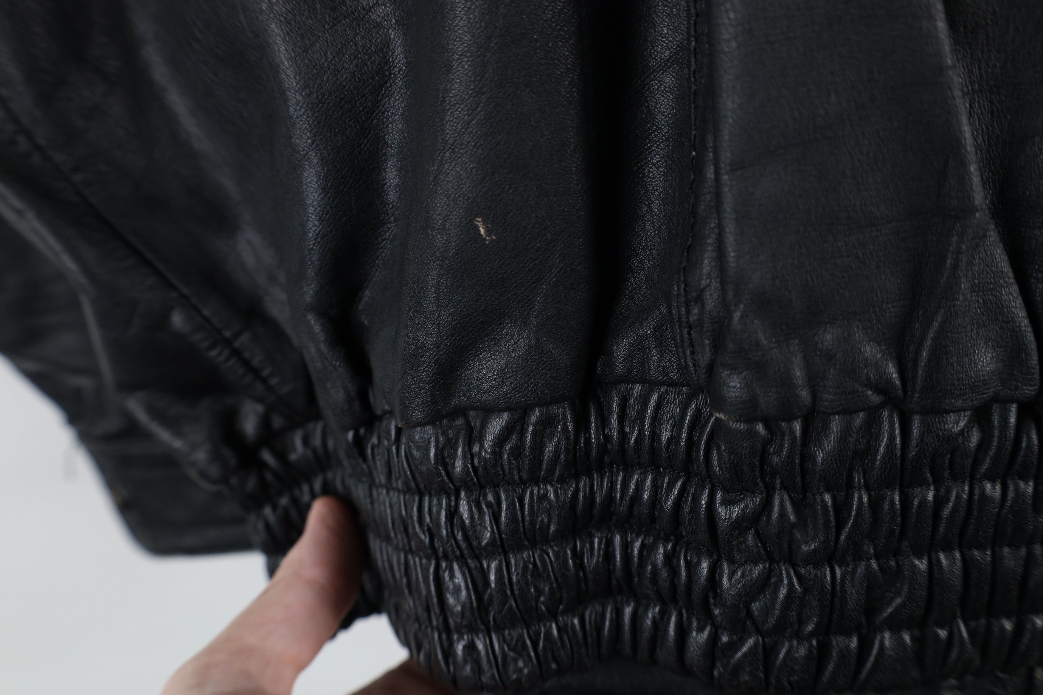 Vintage Vintage 70s Streetwear Leather Moto Bomber Jacket Black Size XL / US 12-14 / IT 48-50 - 12 Thumbnail