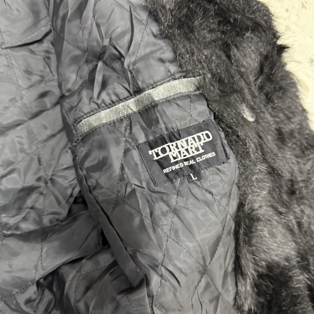 Tornado Mart 2000s Tornado Mart Shearling Fur Waxed Midi Coat Punk Size US L / EU 52-54 / 3 - 3 Thumbnail