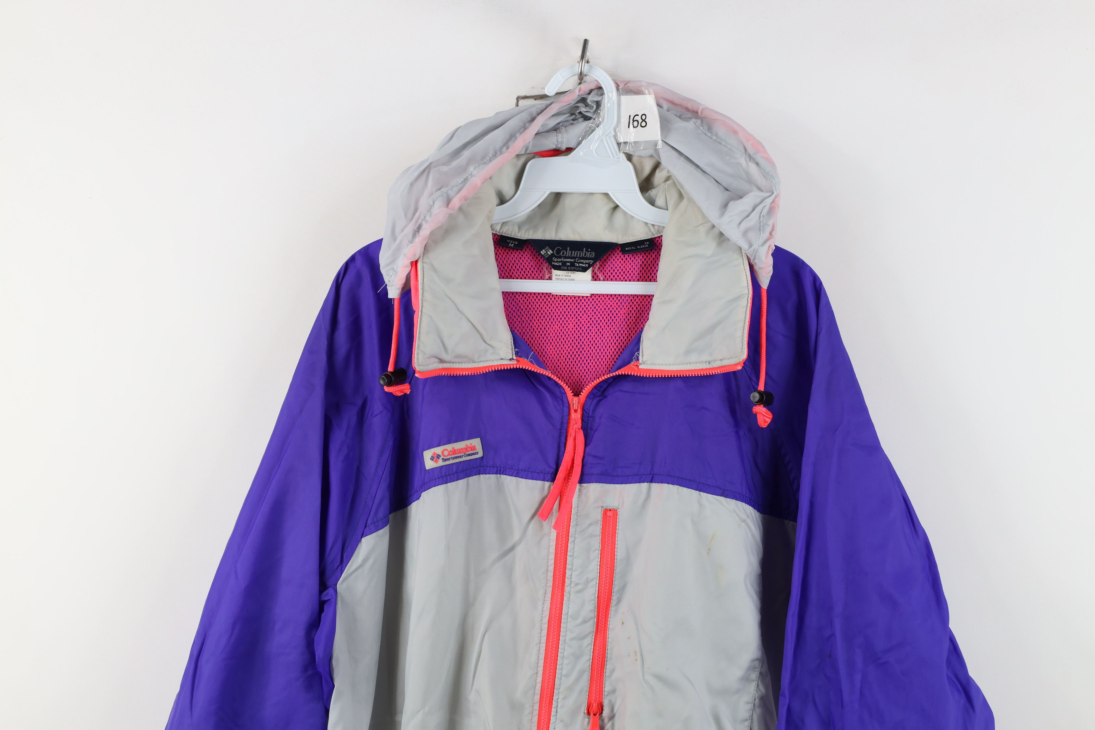 Columbia Vintage 80s 90s Columbia Block Hooded Windbreaker Jacket Size US M / EU 48-50 / 2 - 2 Thumbnail