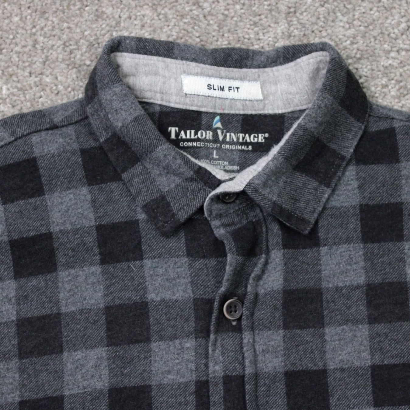 Vintage Tailor Vintage Shirt Mens Large Gray/Black Plaid Flannel Cotton L/S Button-Up Casual Workwear Size US L / EU 52-54 / 3 - 4 Thumbnail