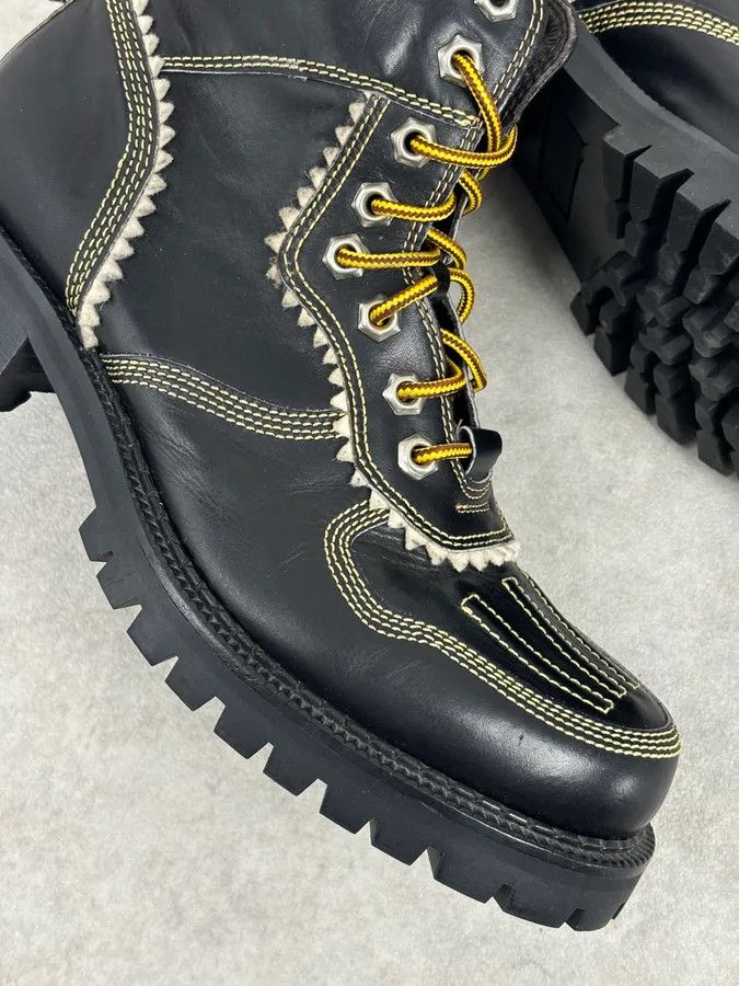 Dsquared2 2000s Dsquared2 Black Leather Contrast Stitch Boots Size US 8 / EU 41 - 11 Thumbnail