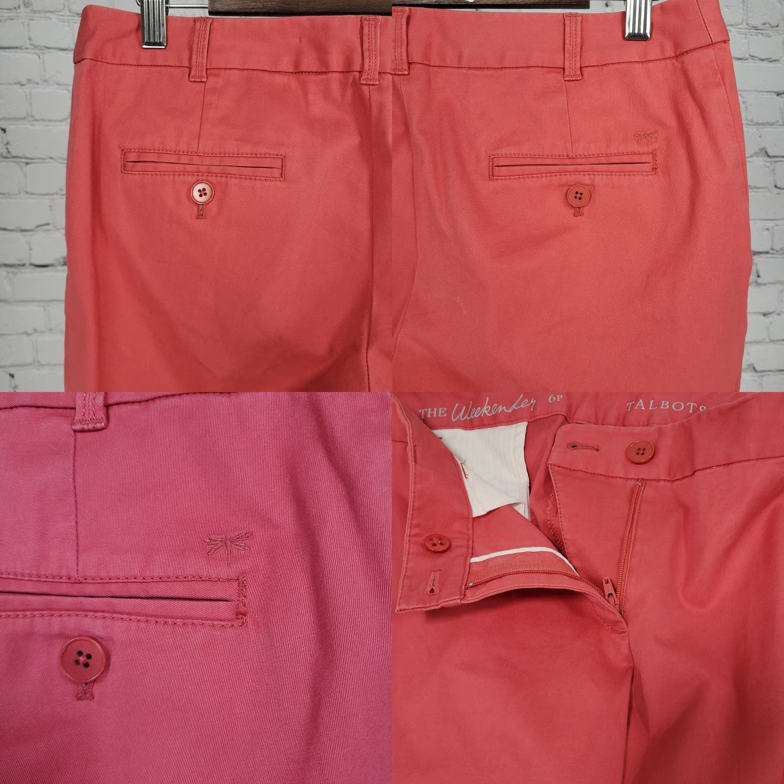 Talbots Talbots The Weekender Cotton Stretch Mid Rise Chino Pants 6P 31x27 Orange Pink Size 28" / US 6 / IT 42 - 9 Thumbnail