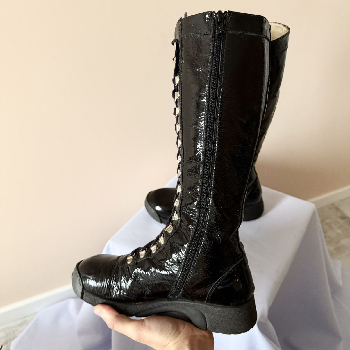 Hysteric Glamour Vintage Y2K Bumper Boxing Racing Zip Lace Up Boots Size US 7 / IT 37 - 5 Thumbnail
