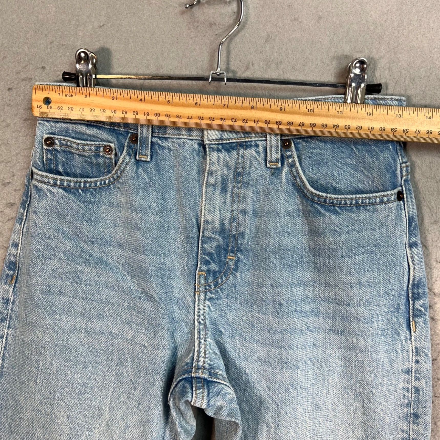 Topshop Topshop Womens Jeans Straight High-Waisted 25 Light Wash Denim Raw Hem Blue Size 42" / US 20 - 5 Thumbnail