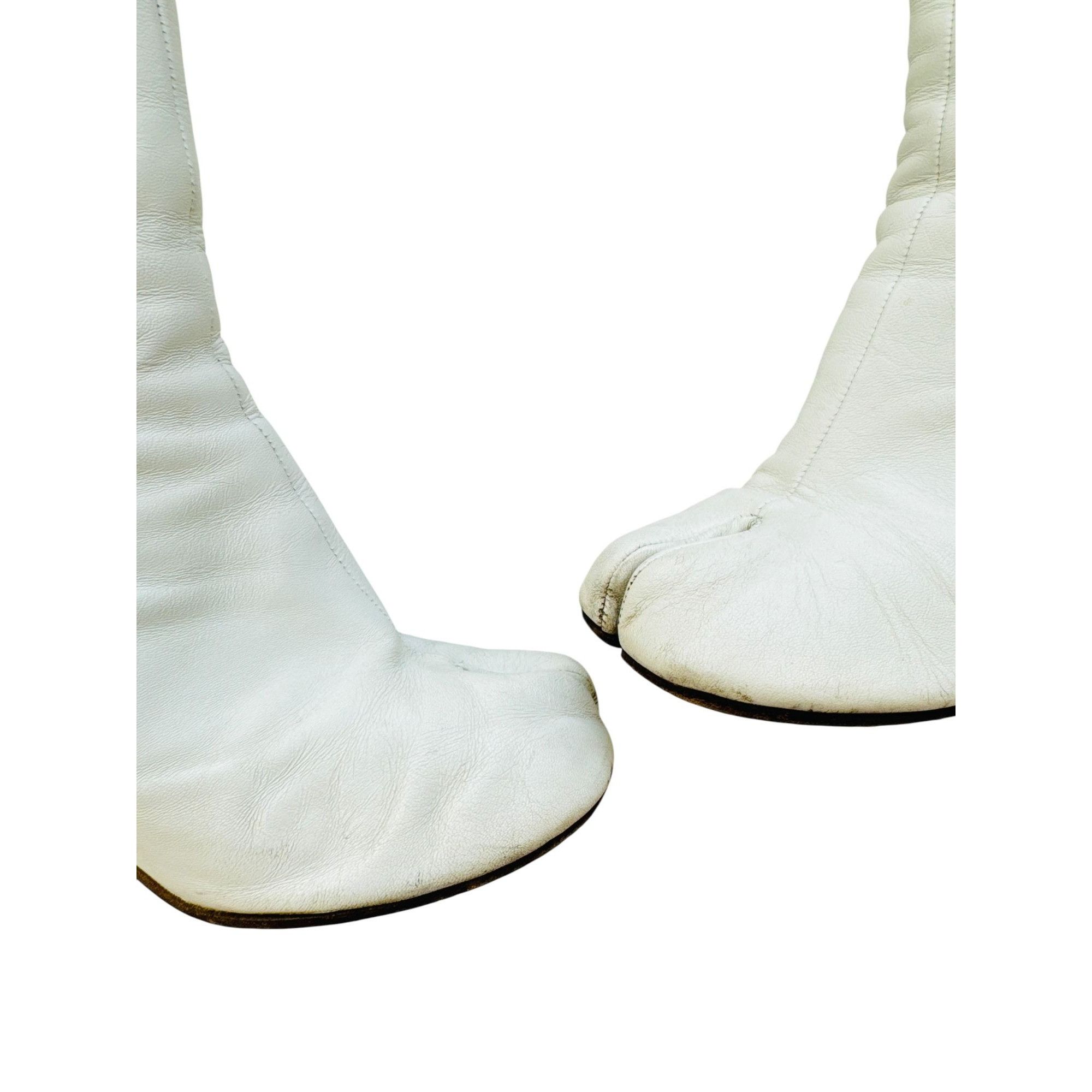 Maison Margiela White Leather Tabi Boots Size US 7 / IT 37 - 5 Thumbnail