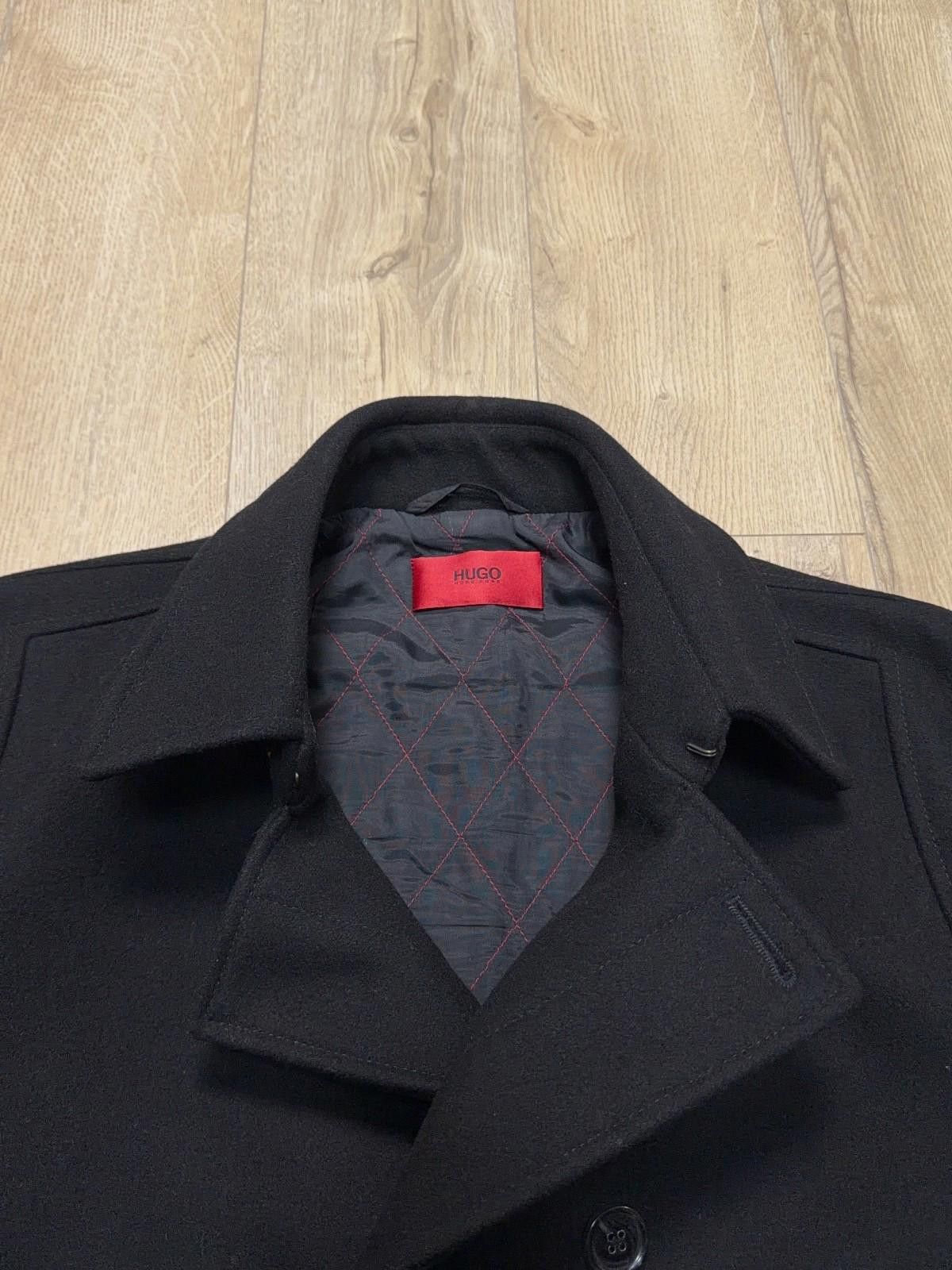 Hugo Boss Mens Hugo Boss Bimero Black Pea Coat Wool Leather Jacket Size US XL / EU 56 / 4 - 4 Thumbnail