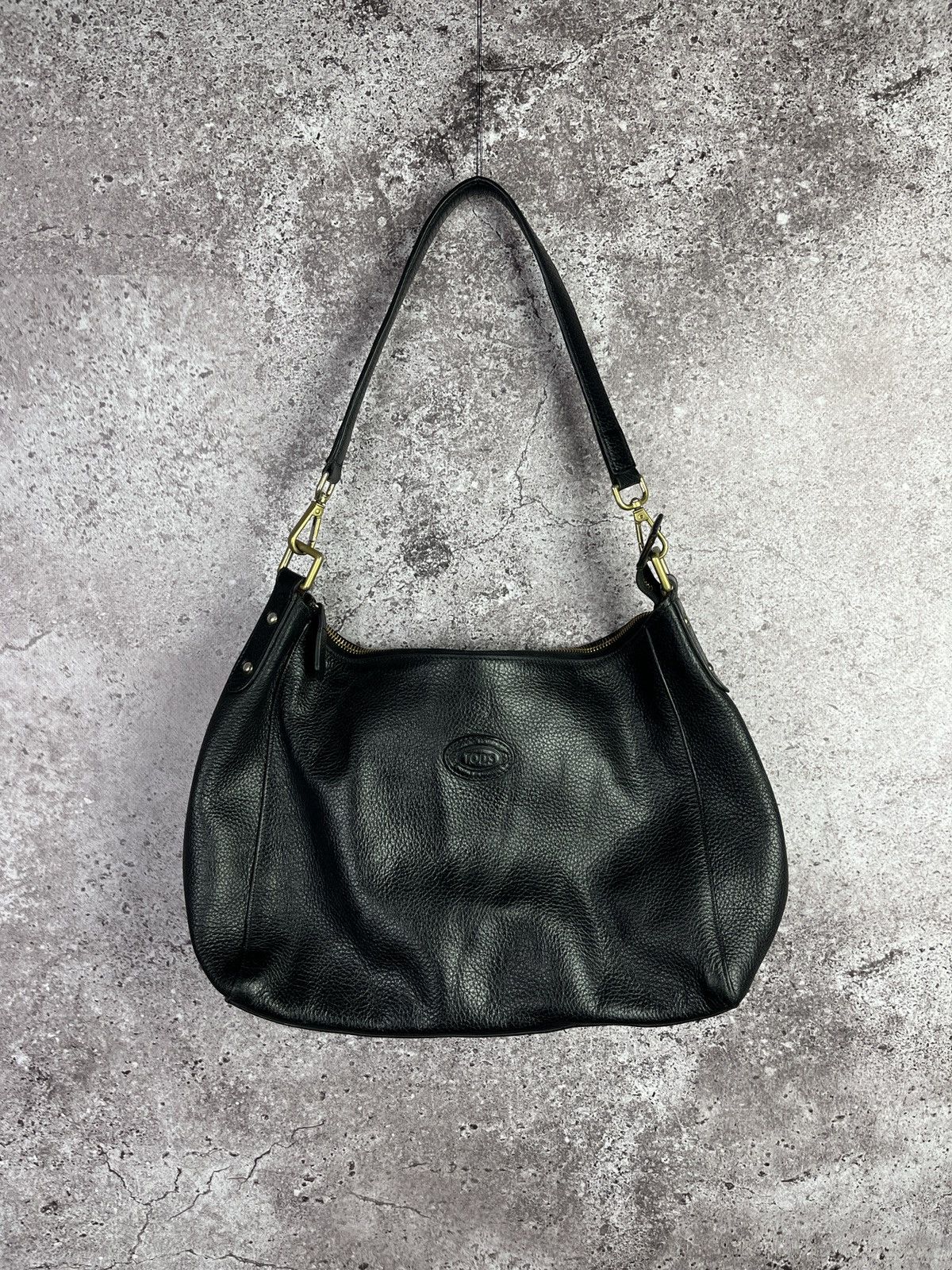 Tod's Black Pebbled Leather Shoulder Bag Hobo Purse Italy 🇮🇹 Size ONE SIZE - 1 Thumbnail