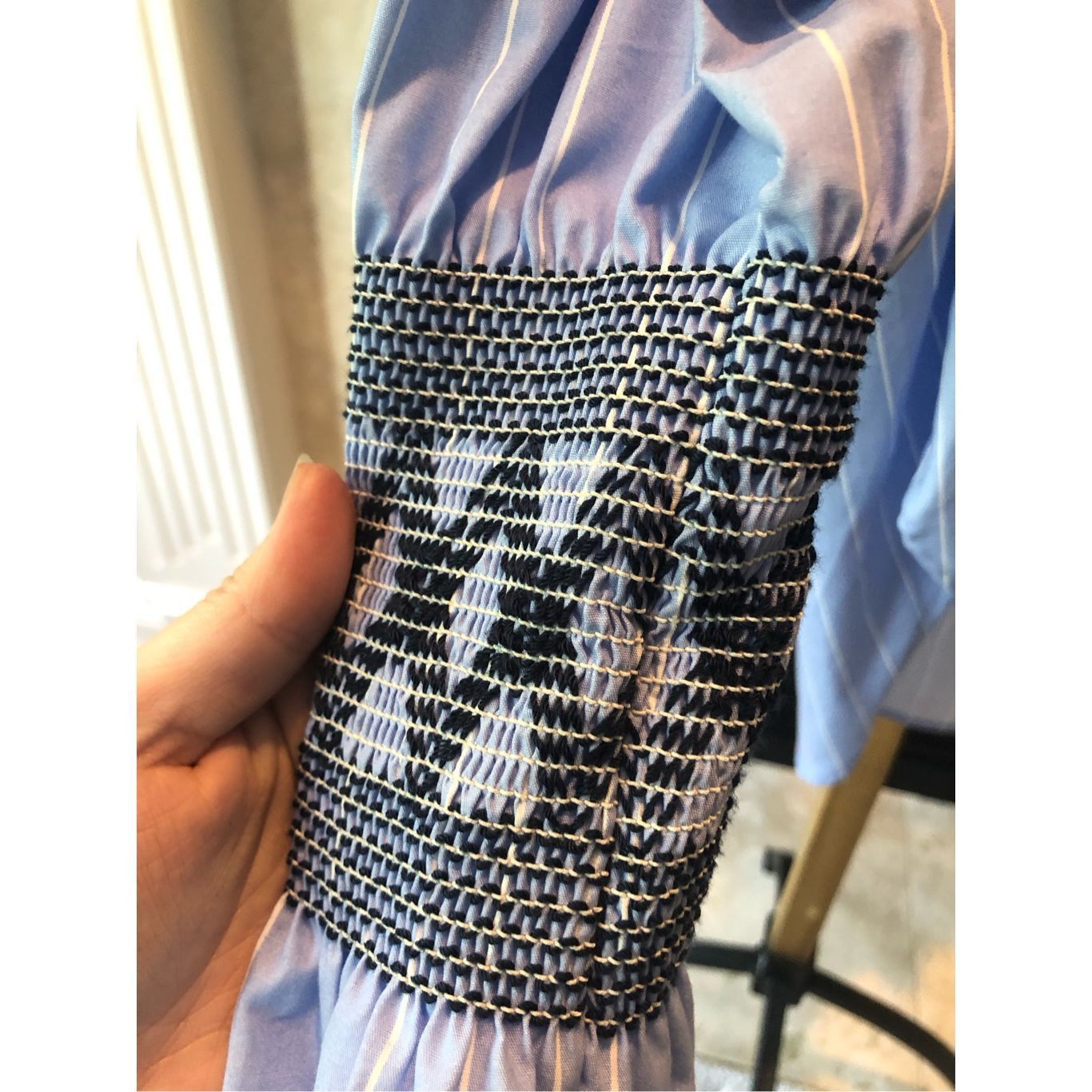 Zara Zara Basic Women’s Blue and White Striped Button Up Long Sle Size L / US 10 / IT 46 - 5 Thumbnail