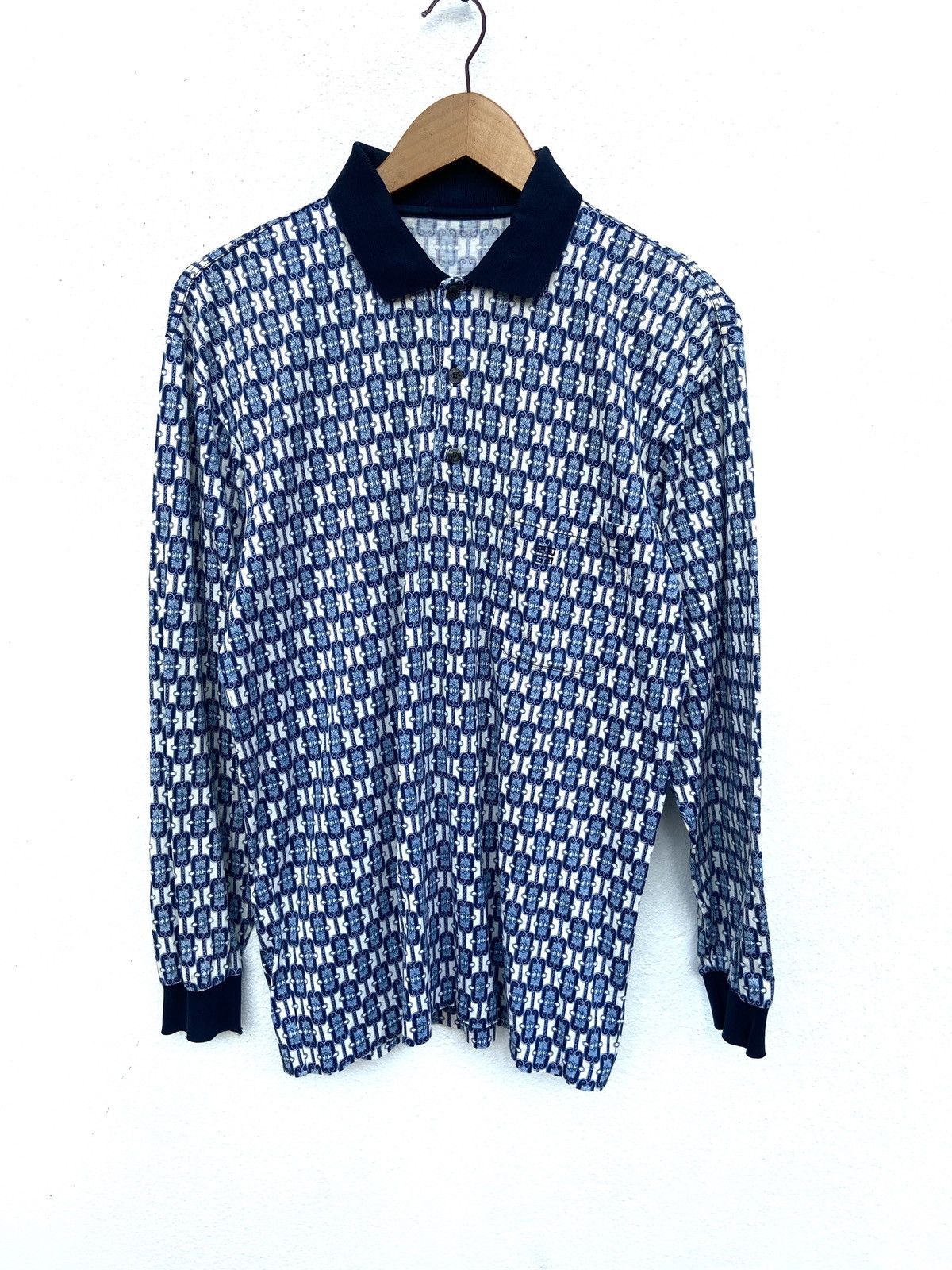 Givenchy 🔥 Vintage 90s Vintage Givenchy monogram polo long sleeve Size US M / EU 48-50 / 2 - 2 Thumbnail