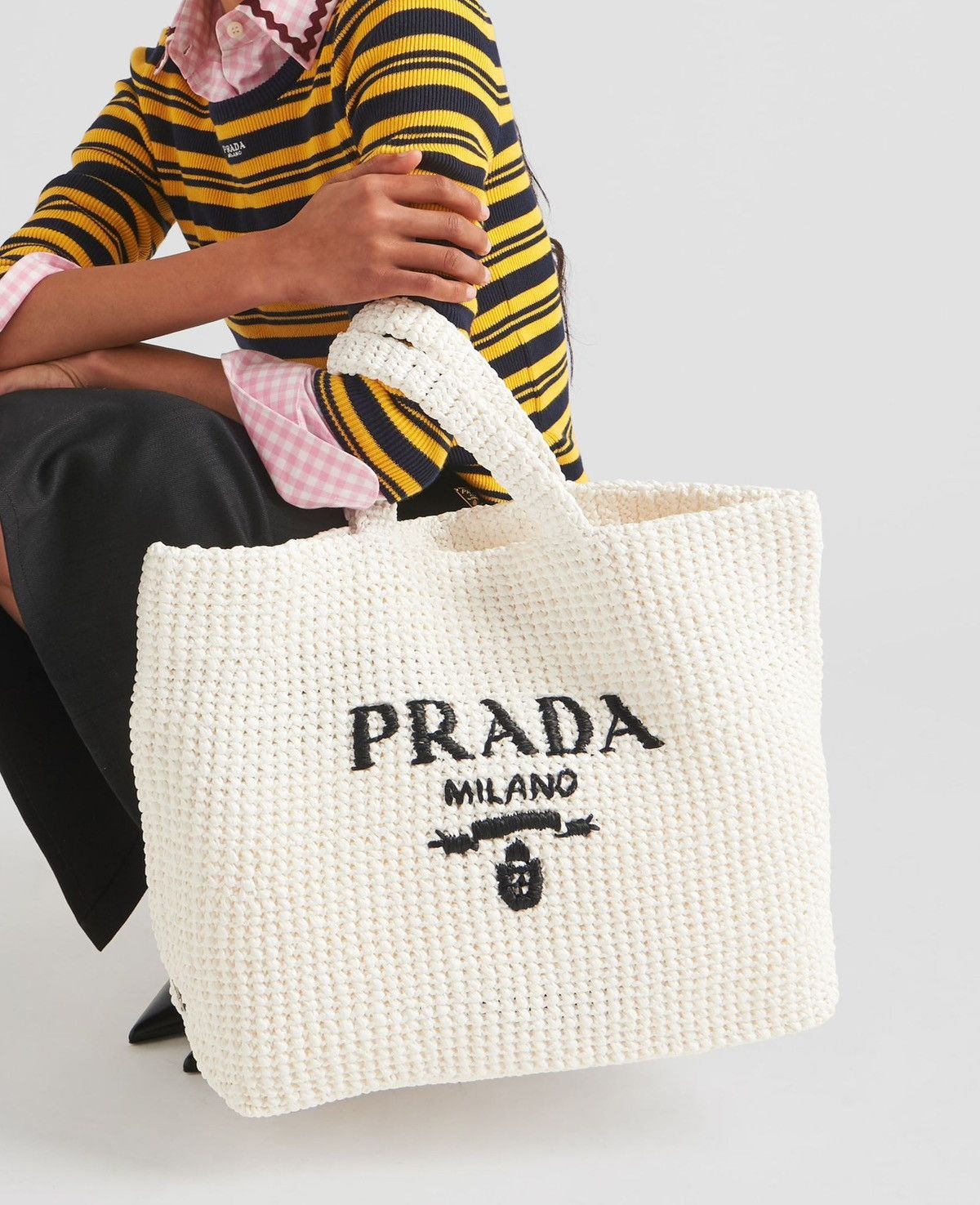 Prada 🔥2.4K VALUE🔥Crochet Tote Bag in White Size ONE SIZE - 1 Preview