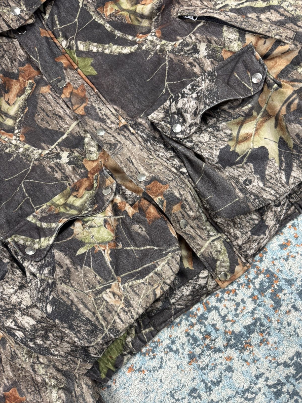 Mossy Oaks × Realtree × Vintage Vintage 90s Mossy Oak print boxy cargo booded hunting jacket Size US L / EU 52-54 / 3 - 13 Thumbnail