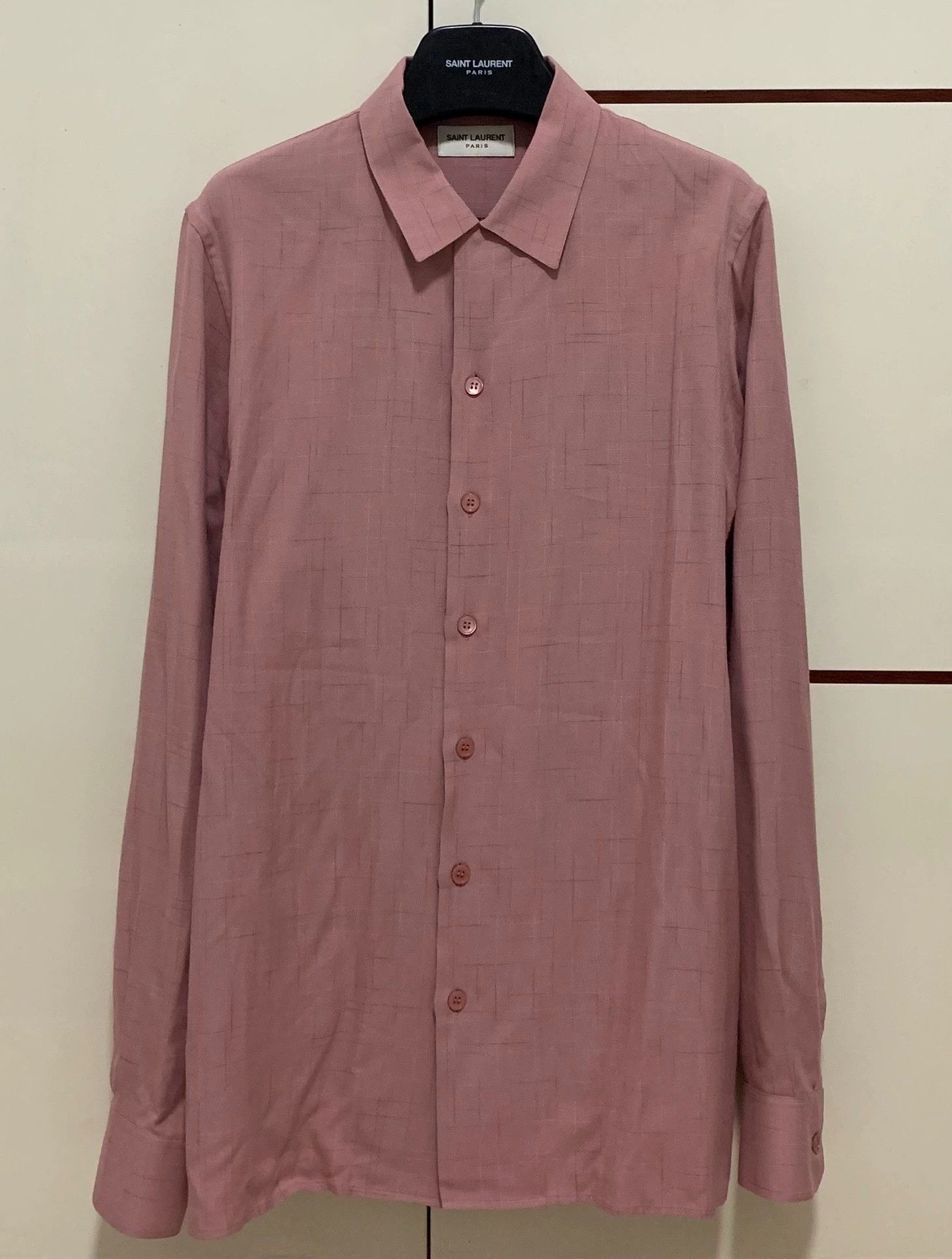 Saint Laurent Paris Pink Grid Pattern Long Sleeve Button-Up Shirt Size US M / EU 48-50 / 2 - 1 Thumbnail