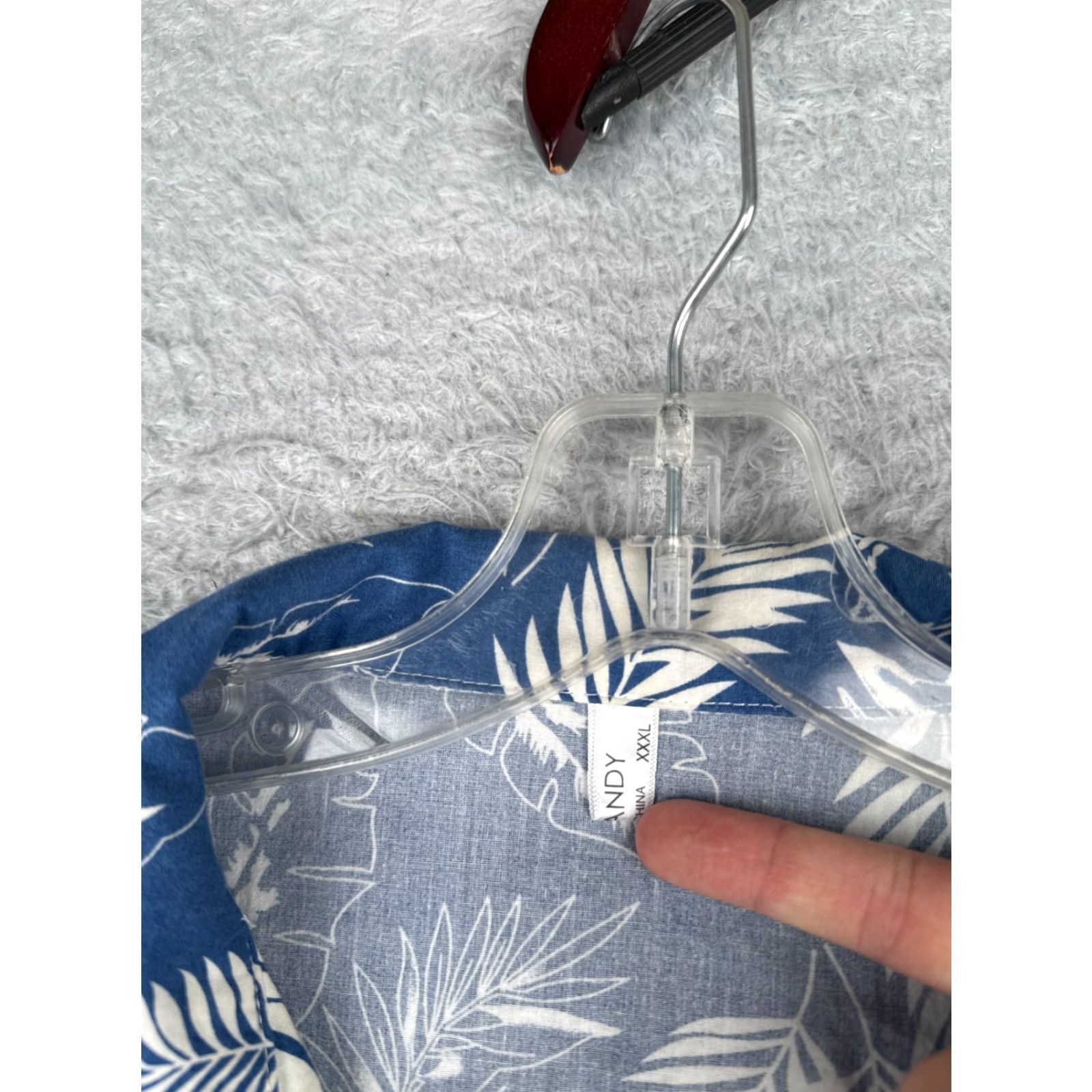 Vintage Coofandy Shirt Men 3XL Blue White Palm Leaf Print 100% Cotton Hawaiian Button-Up Casual Formal Size US XXL / EU 58 / 5 - 7 Thumbnail