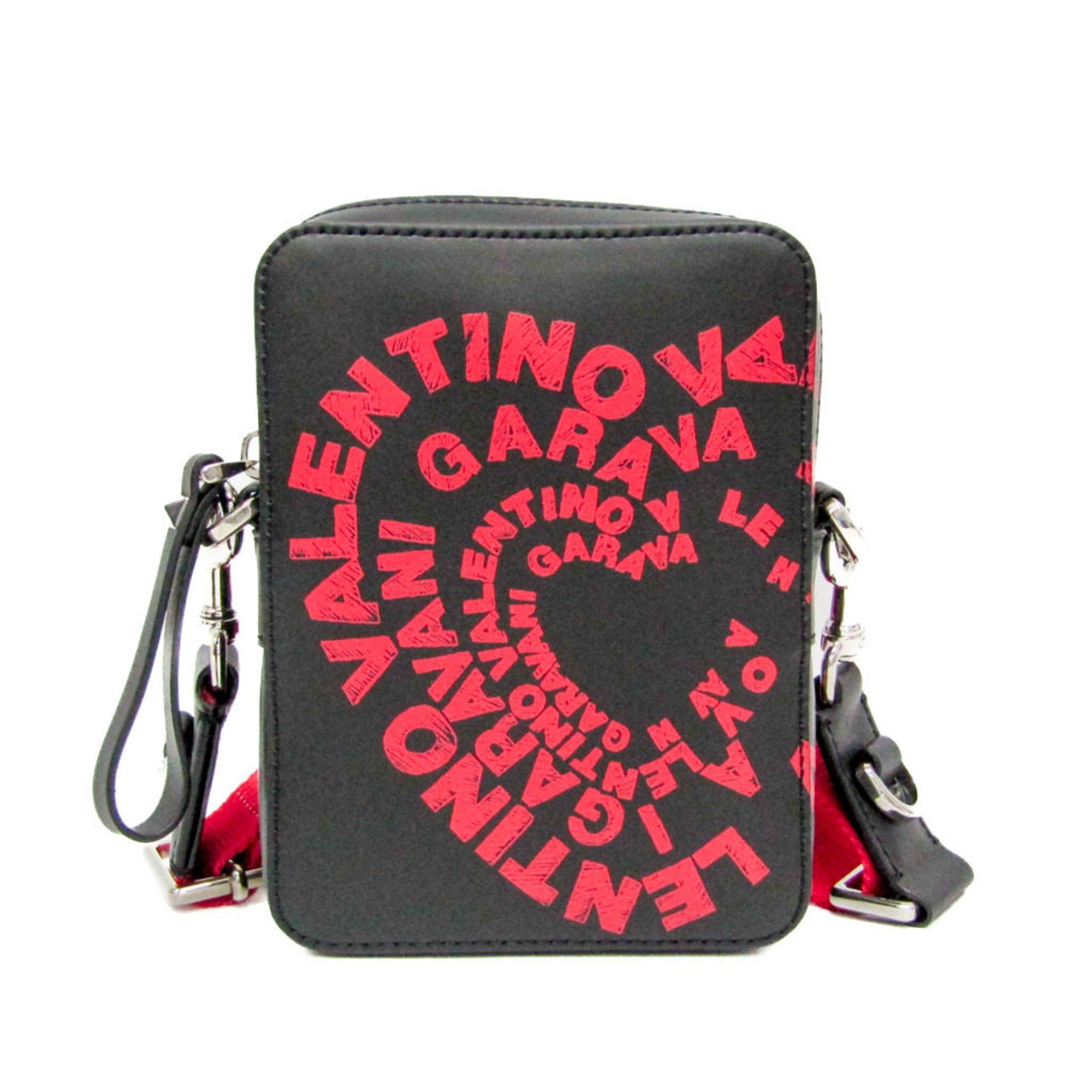 Valentino Valentino Garavani All-over Pattern Women's Leather Shoulder Bag Black,Red Color Size ONE SIZE - 1 Thumbnail