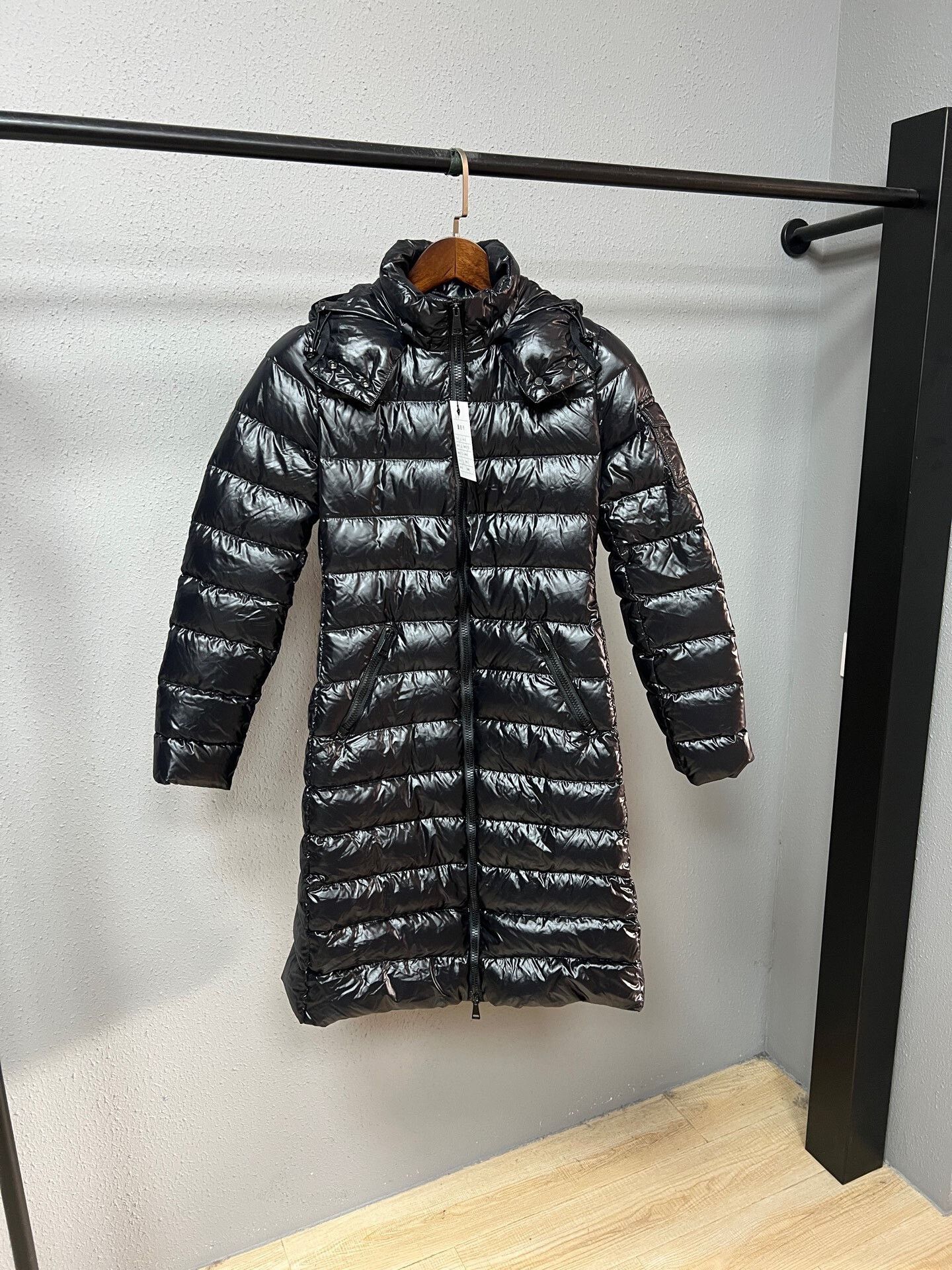 Moncler long black down coat by Moncler Size XXS / US 00 / IT 34 - 1 Thumbnail