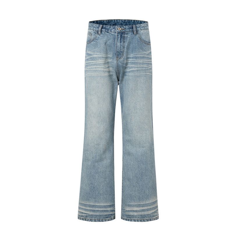 Jean Men's straight washed blue distressed casual vintage jeans Size US 32 / EU 48 - 3 Thumbnail