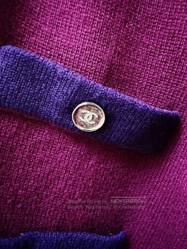 Chanel Chanel 23B purple and blue edge knitted cardigan coat Size M / US 6-8 / IT 42-44 - 4 Thumbnail