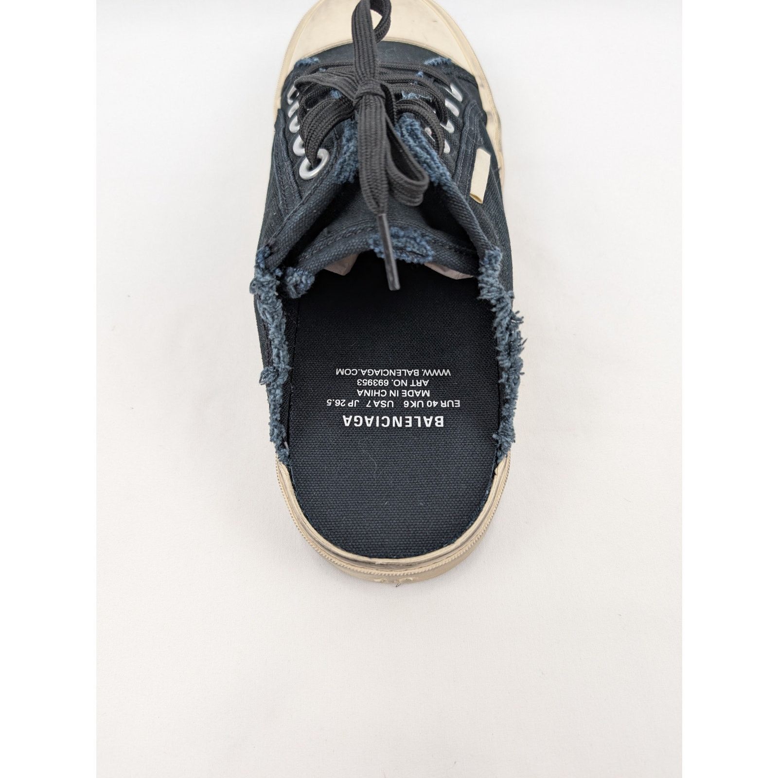 Balenciaga o1rshd1 Paris Mule Destroyed Mule VLUC in Black/White Size US 8 / EU 41 - 11 Thumbnail