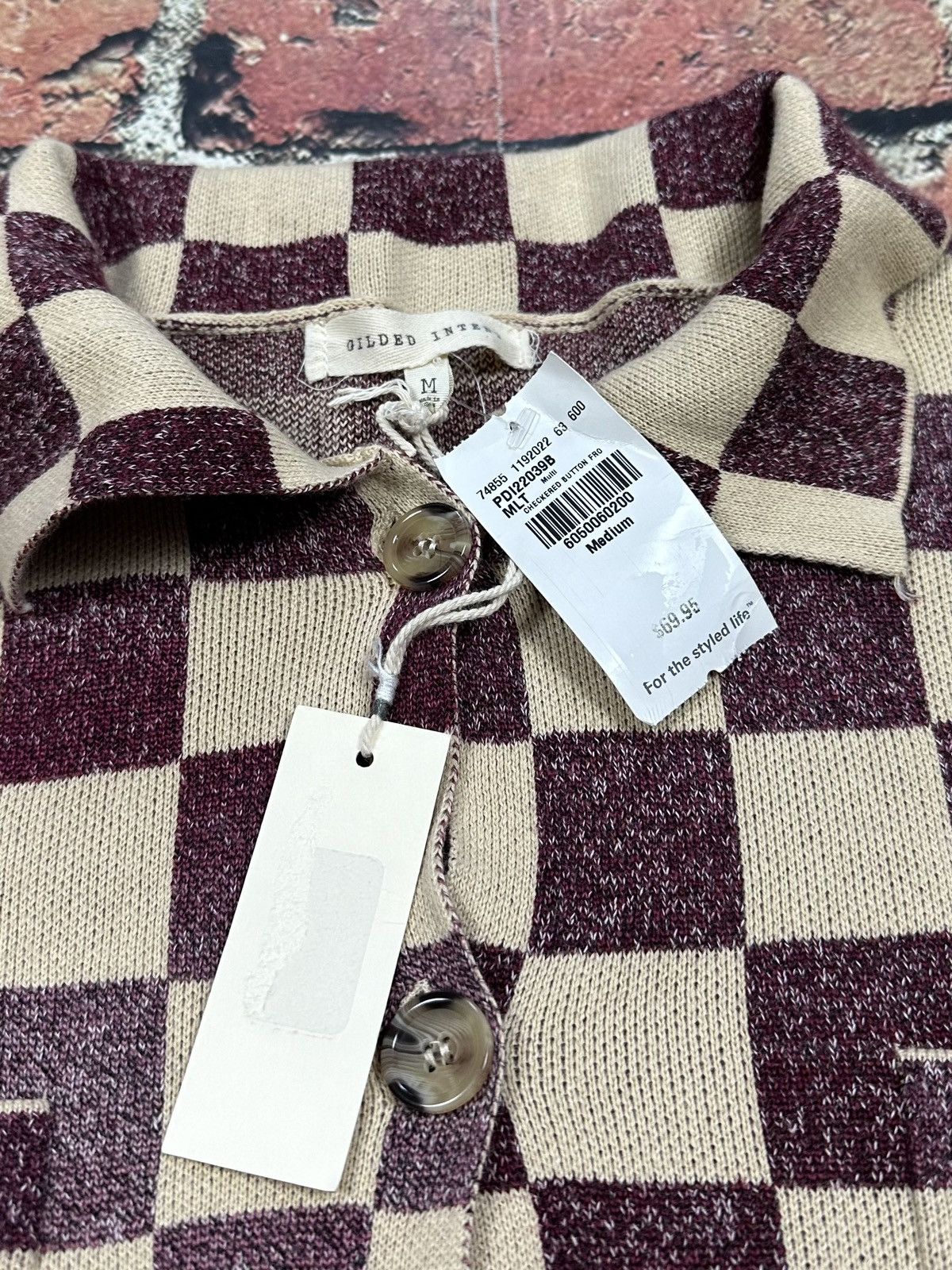 BKE Buckle Gilded Intent Boho Checkered Cardigan Sweater NWT NEW Size M / US 6-8 / IT 42-44 - 9 Thumbnail