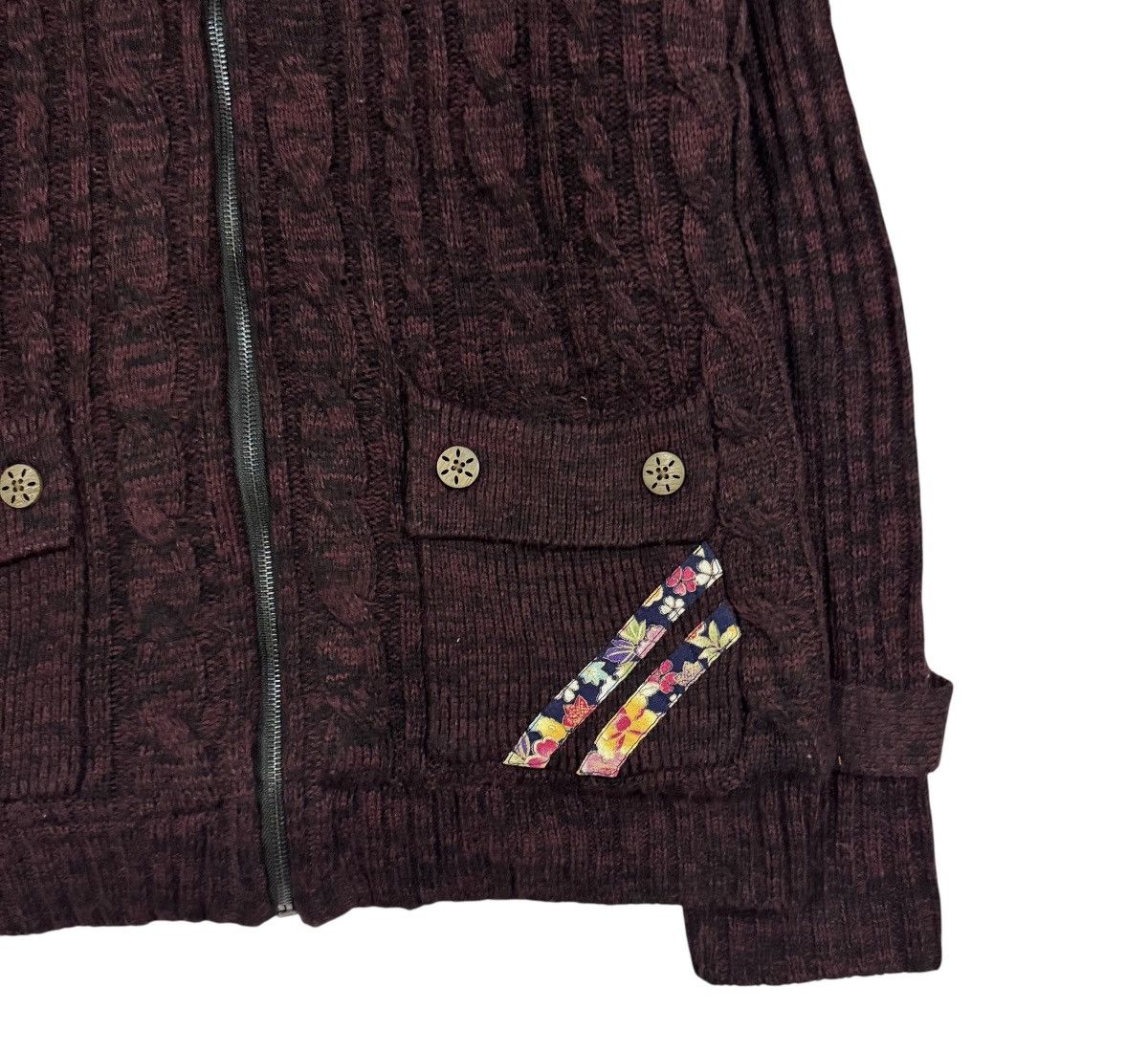 Japanese Brand Vtg🔥Japanese Brand Cable Knit Zipper Inner Fur Sweater Size US L / EU 52-54 / 3 - 11 Thumbnail