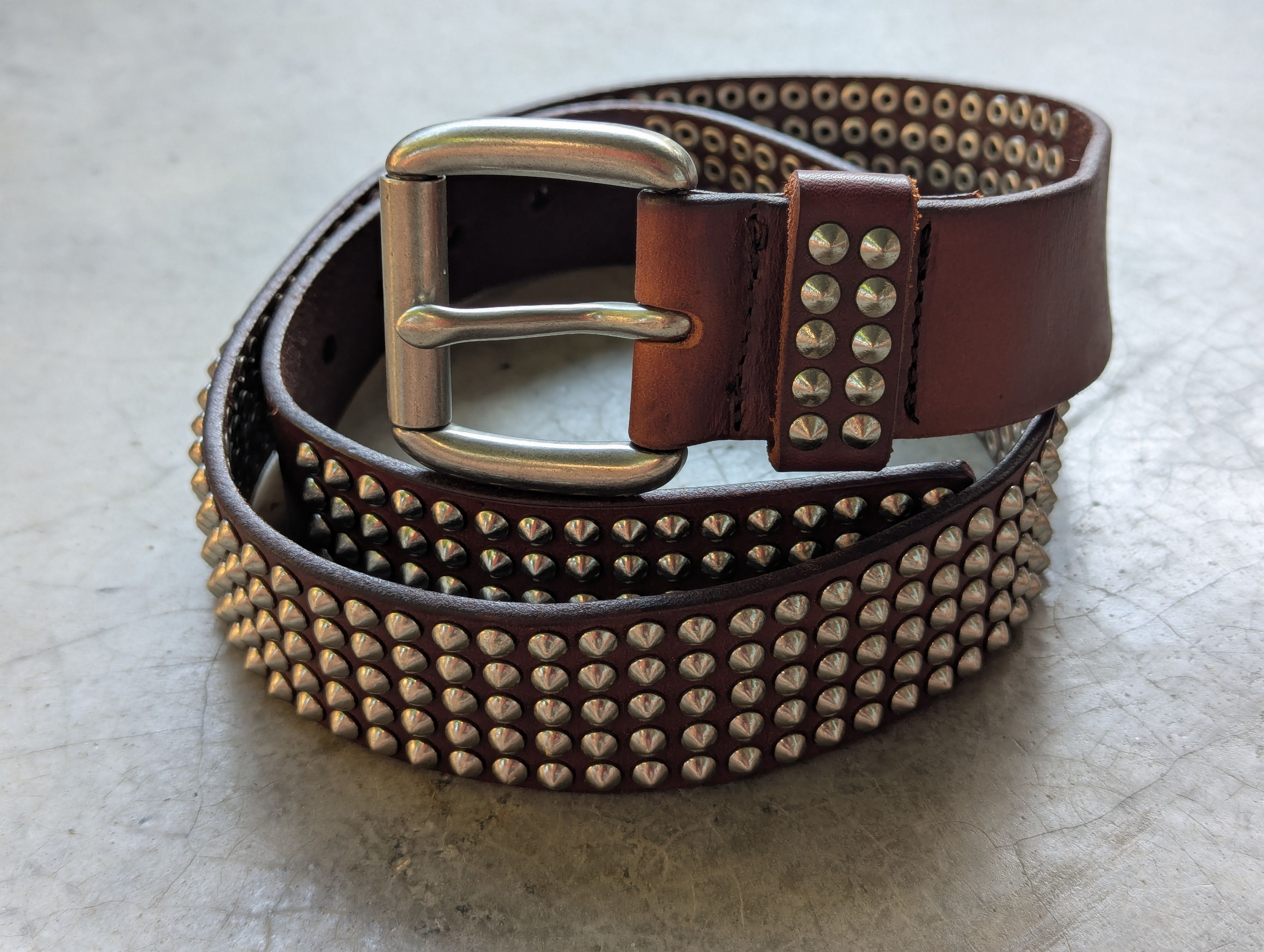 Hollywood Trading Company HTC Hollywood Trading Company Spiked Studded Leather Belt Size 40 - 2 Thumbnail