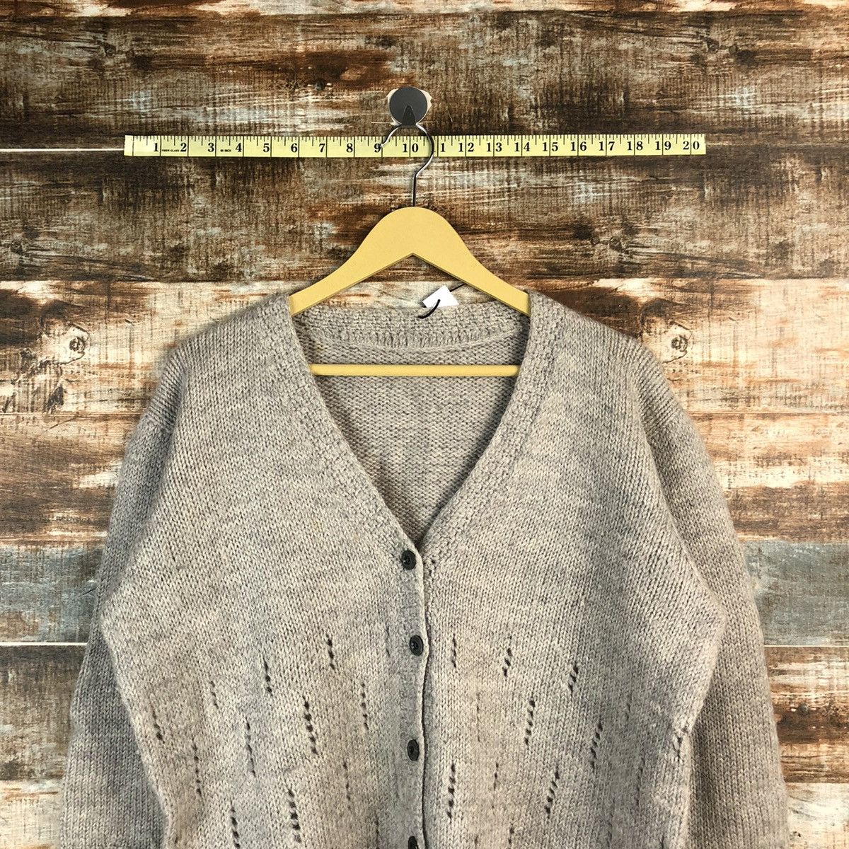Japanese Brand × Vintage Japanese Brand Grey Hand Knit Cardigan #A2293 Size S / US 4 / IT 40 - 2 Thumbnail