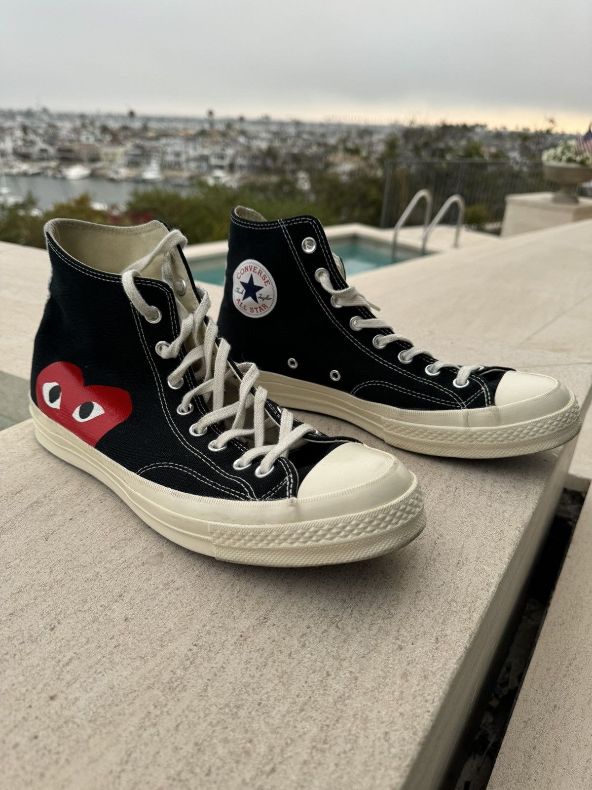 Comme des Garcons × Converse × Japanese Brand Commes de garçon black high top sneaker Size US 10 / EU 43 - 2 Thumbnail