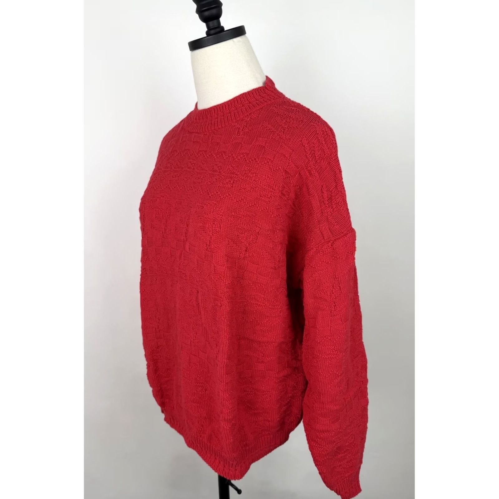 Vintage VINTAGE Cuddle Knit Sweater Womens Large Red Floral Cotton Knit Pullover 80s 90s Christmas Womens Size L / US 10 / IT 46 - 5 Thumbnail