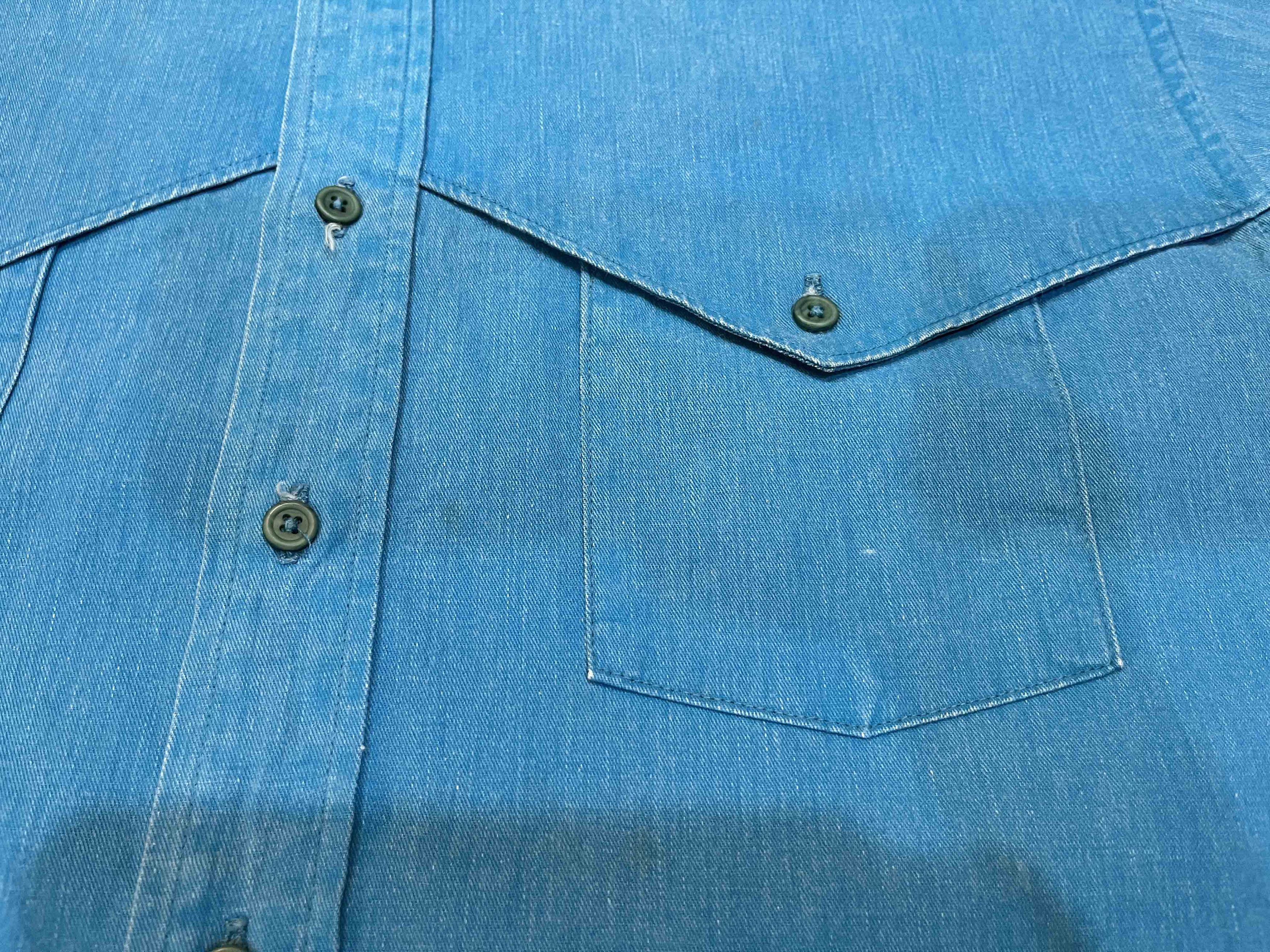 Vintage × Wrangler Vintage Wrangler Brushpopper Western Cowboy Plain Shirt Size US L / EU 52-54 / 3 - 2 Thumbnail