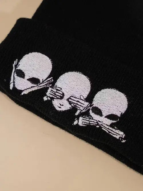 Other Skull Embroidered Beanie Size ONE SIZE - 2 Thumbnail