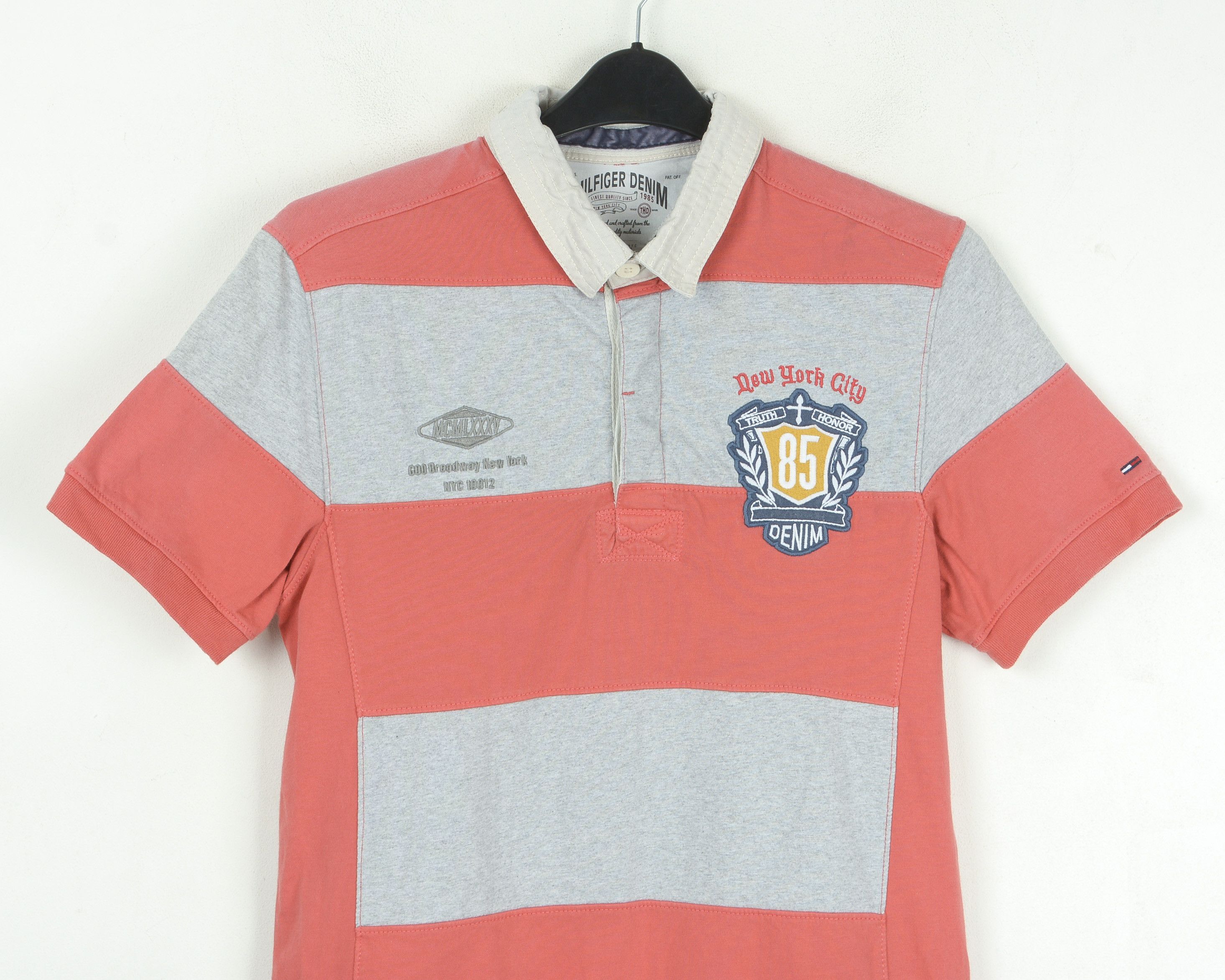 Tommy Hilfiger HILFIGER DENIM Shirt Stripe Short Sleeved Top M Size US M / EU 48-50 / 2 - 2 Thumbnail