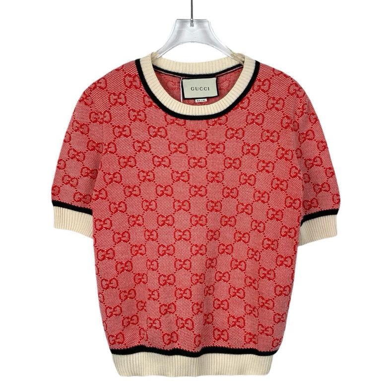 Gucci Gucci Red logo old flower full print wool round neck knitte Size US XL / EU 56 / 4 - 1 Thumbnail