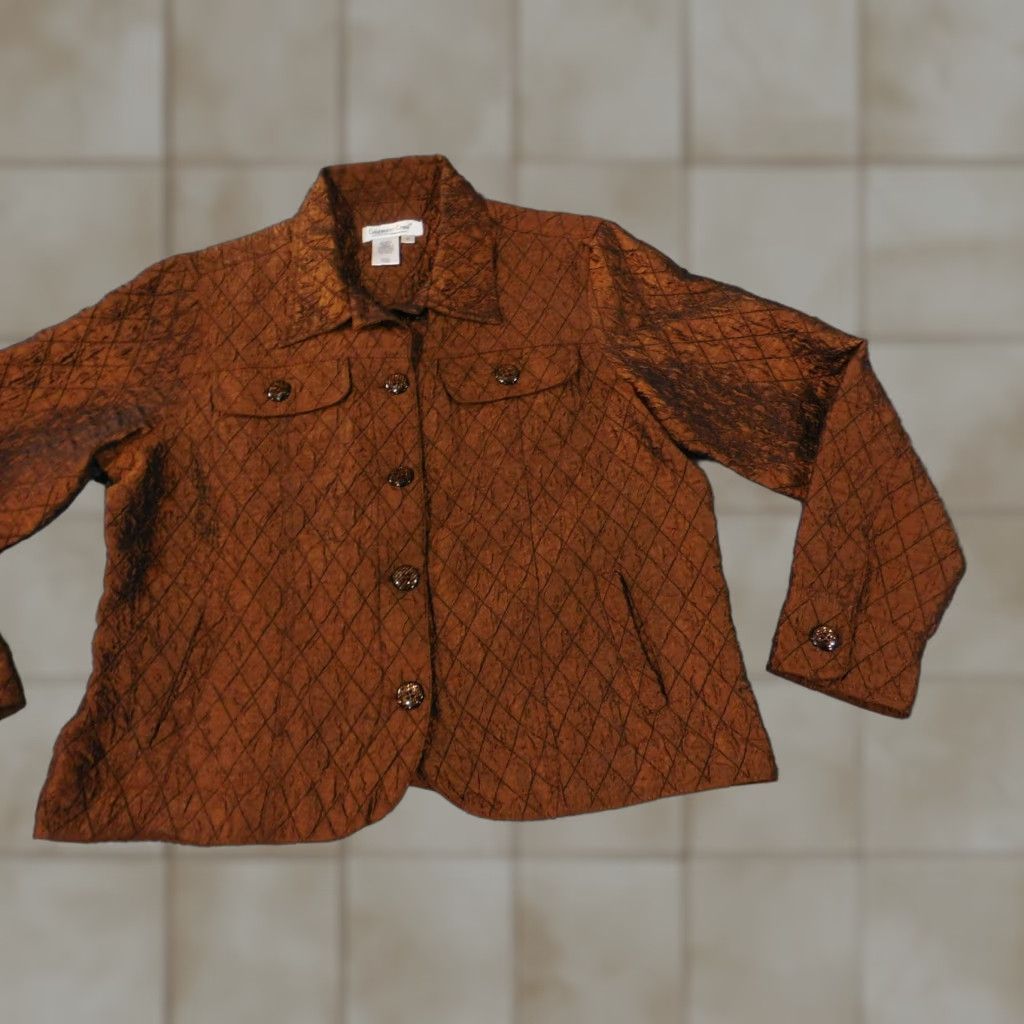 Coldwater Creek Coldwater Creek Jacket Womens Small Brown geometric Button casual polyester Size S / US 4 / IT 40 - 1 Thumbnail
