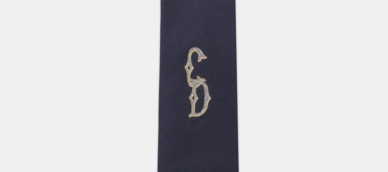 Dior o1w1db10824 Size: OS / Interlaced Signature Tie in Navy Blue Size ONE SIZE - 3 Thumbnail